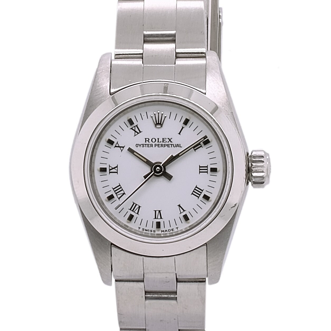Rolex Oyster Perpetual 67180 Ladies Watch White Index Dial Smooth Oyster 25mm - Luxuriant Concierge