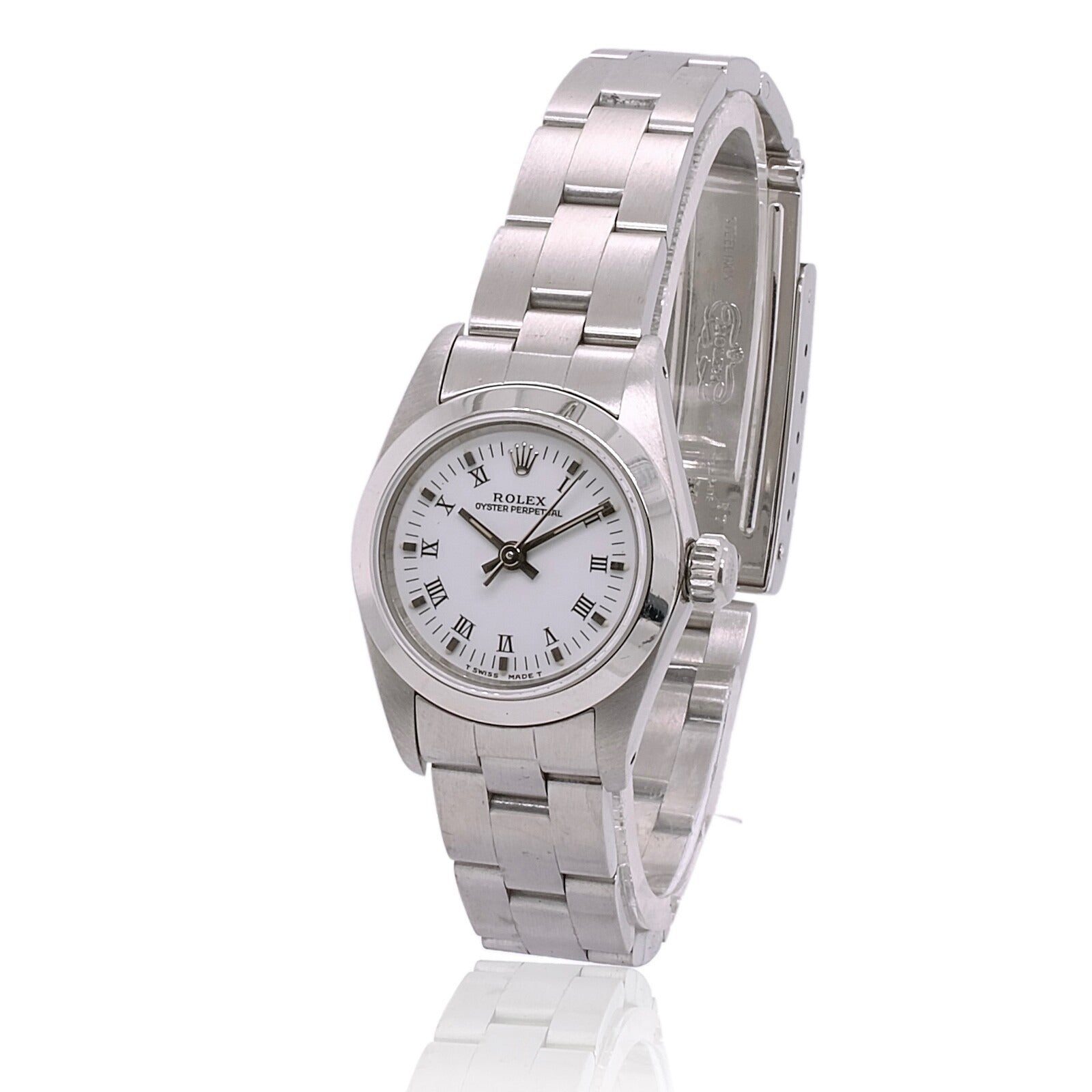 Rolex Oyster Perpetual 67180 Ladies Watch White Index Dial Smooth Oyster 25mm - Luxuriant Concierge