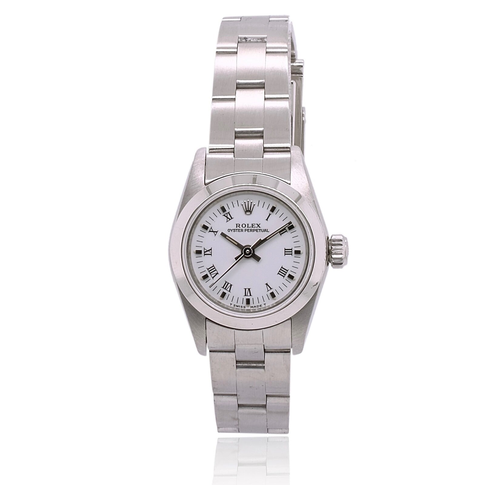 Rolex Oyster Perpetual 67180 Ladies Watch White Index Dial Smooth Oyster 25mm - Luxuriant Concierge