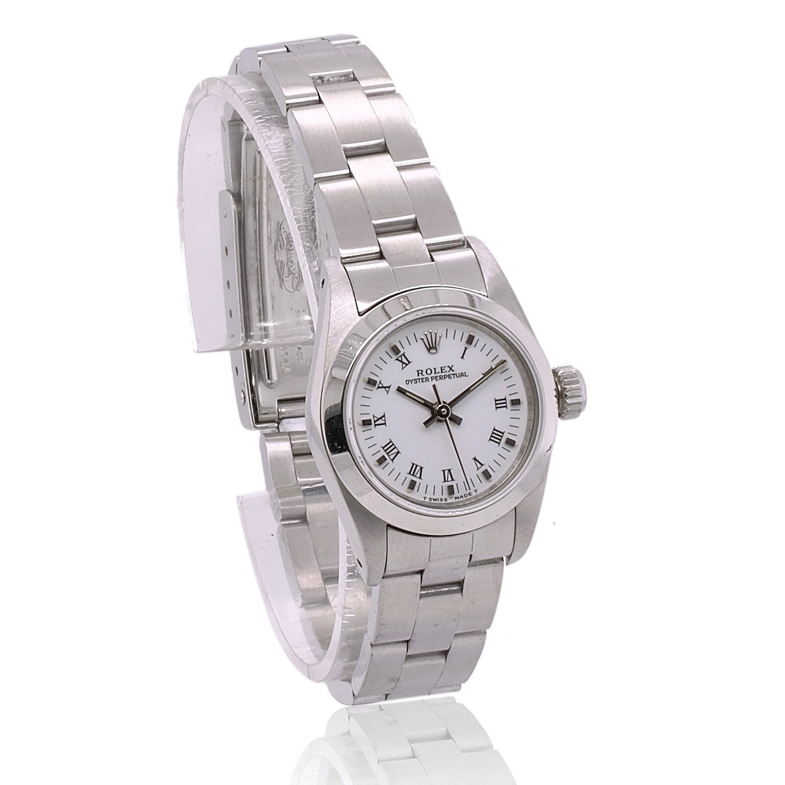 Rolex Oyster Perpetual 67180 Ladies Watch White Index Dial Smooth Oyster 25mm - Luxuriant Concierge