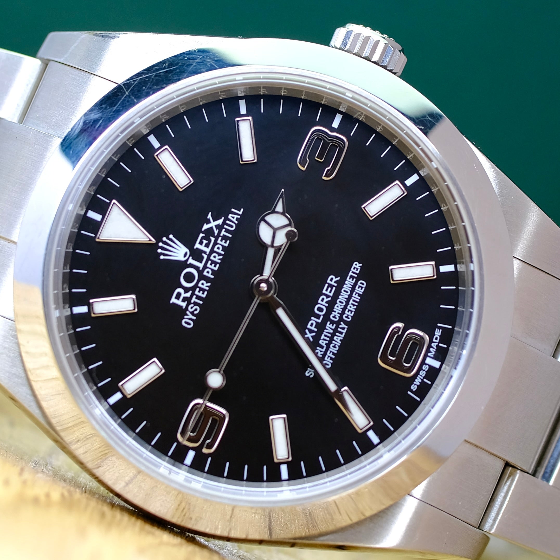 Rolex Explorer Black Dial Oyster Band 214270 w/ Box & Paper - Luxuriant Concierge