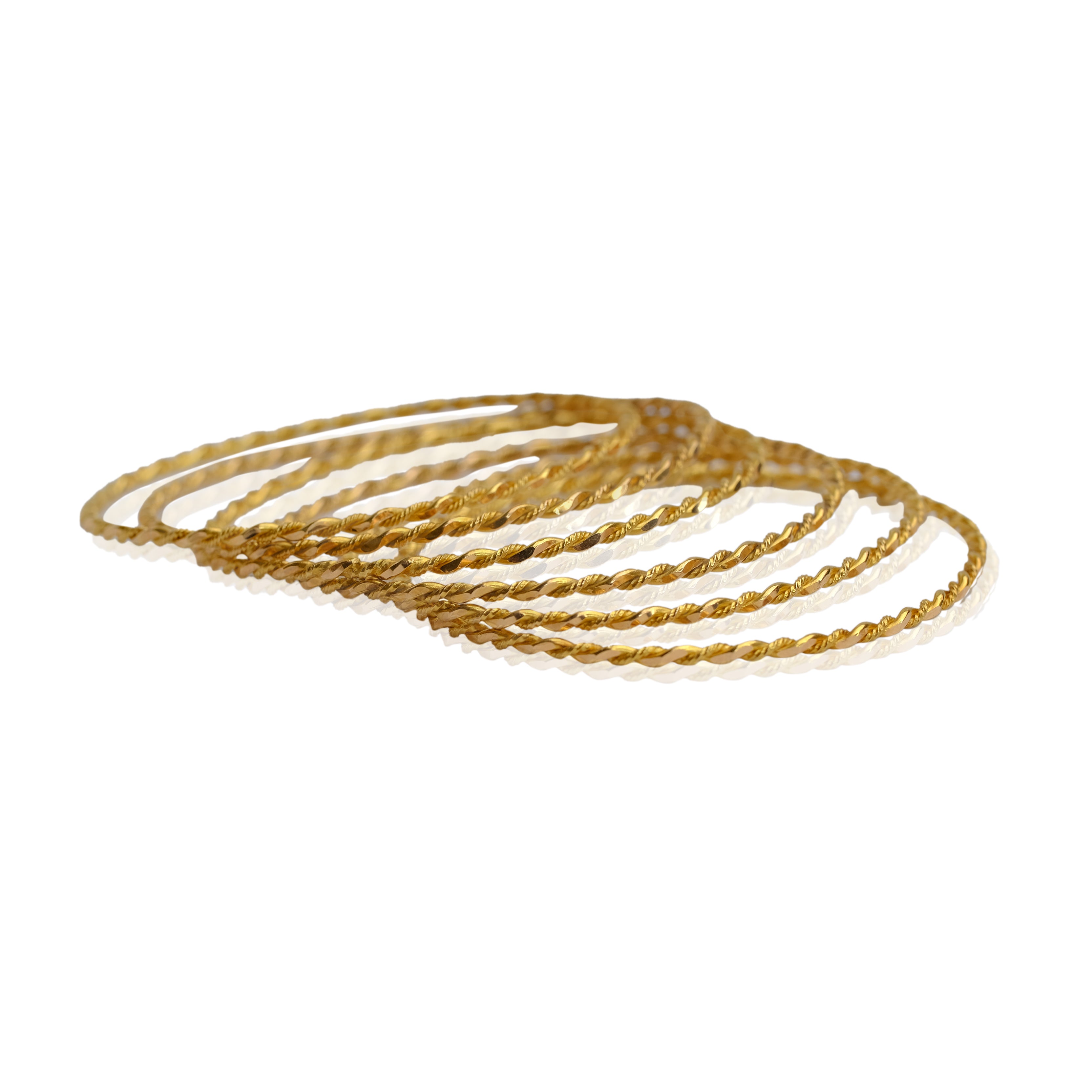 VINTAGE 18K REAL YELLOW GOLD 6 PCS ROPE BANGLE SET - Luxuriant Concierge