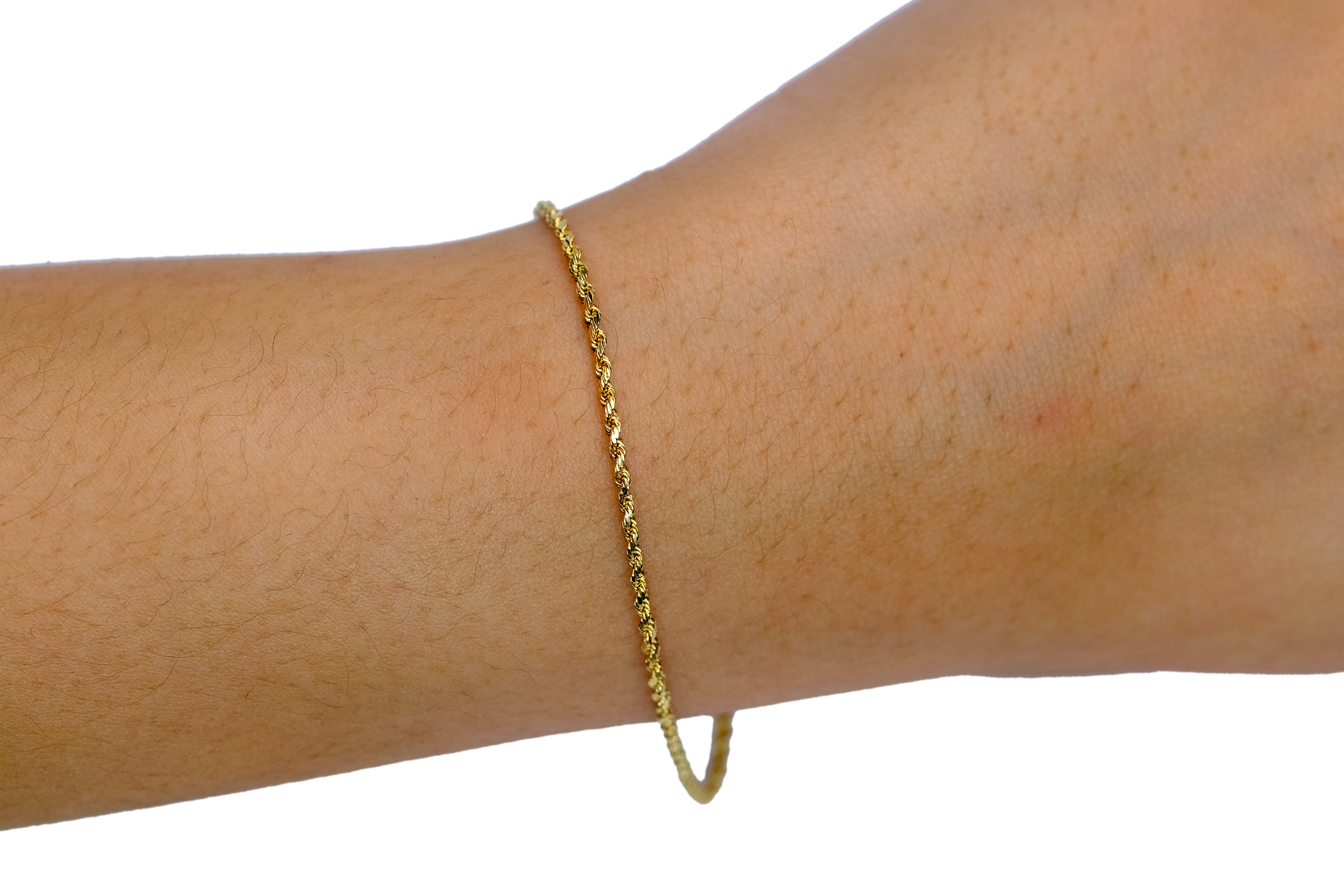 14K YELLOW GOLD DAINTY ROPE BRACELET WITH HEART CONNECTOR STAMPED 14KY - Luxuriant Concierge