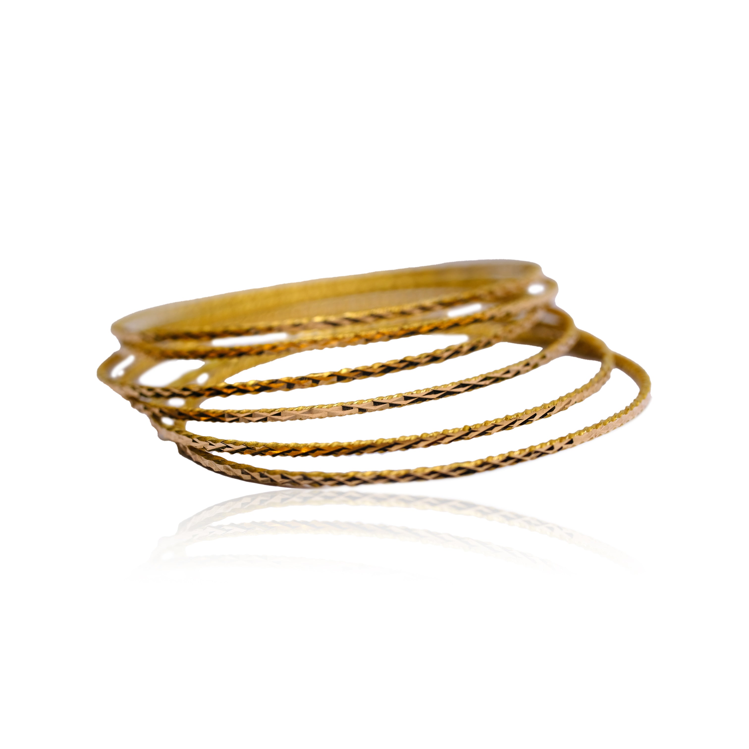 VINTAGE 18K REAL YELLOW GOLD 6 PCS ROPE BANGLE SET - Luxuriant Concierge