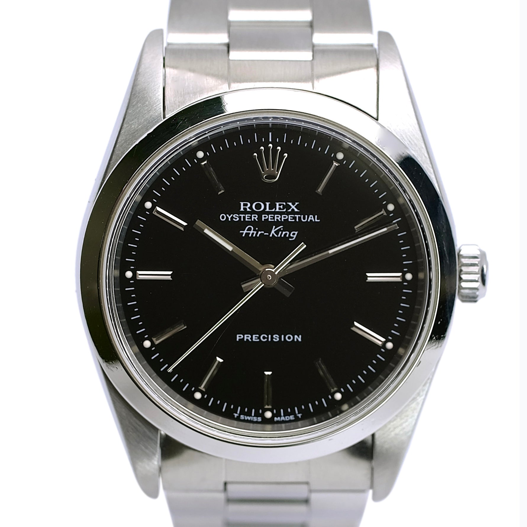 ROLEX AIR-KING BLACK INDEX DIAL OYSTER WATCH 14000 - Luxuriant Concierge