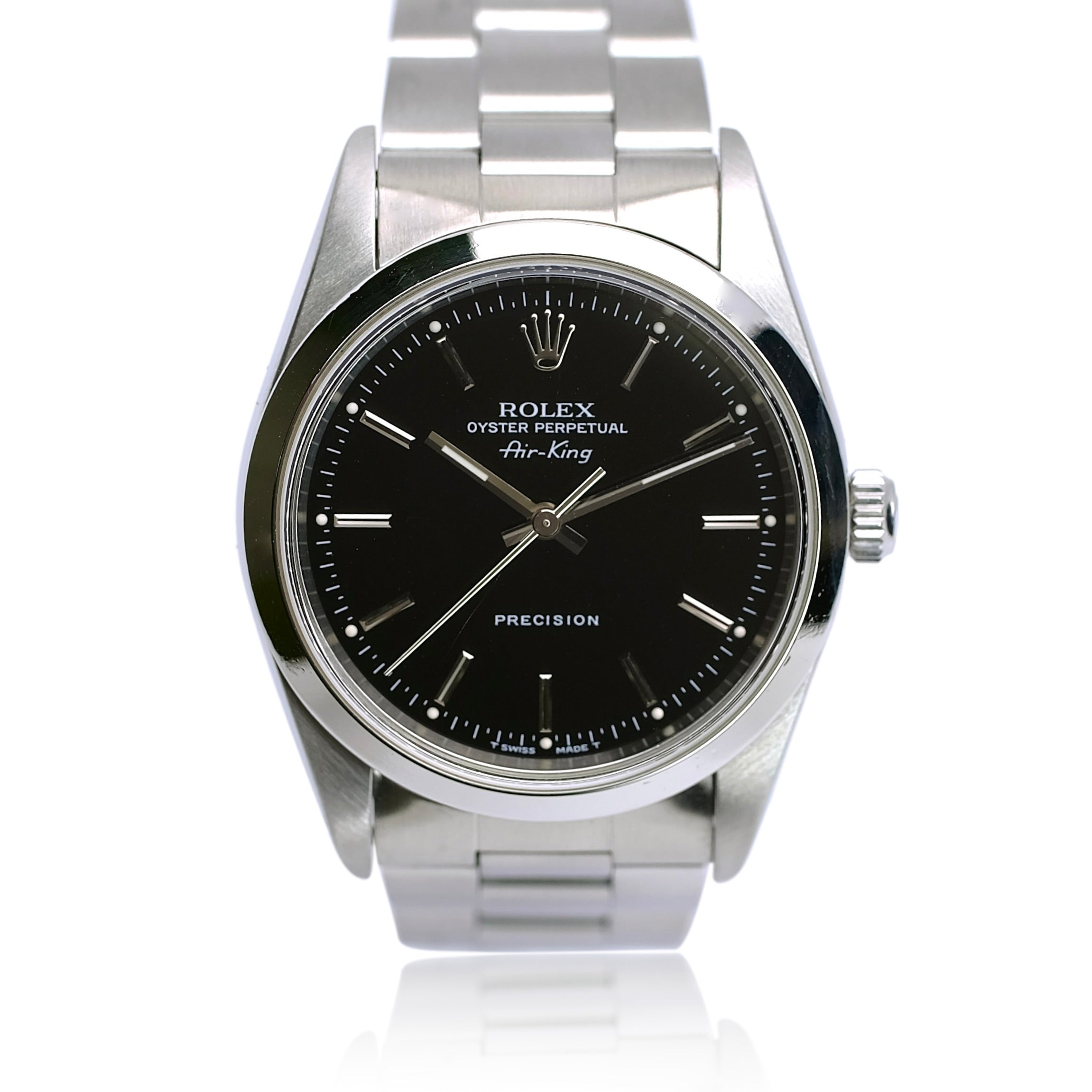 ROLEX AIR-KING BLACK INDEX DIAL OYSTER WATCH 14000 - Luxuriant Concierge