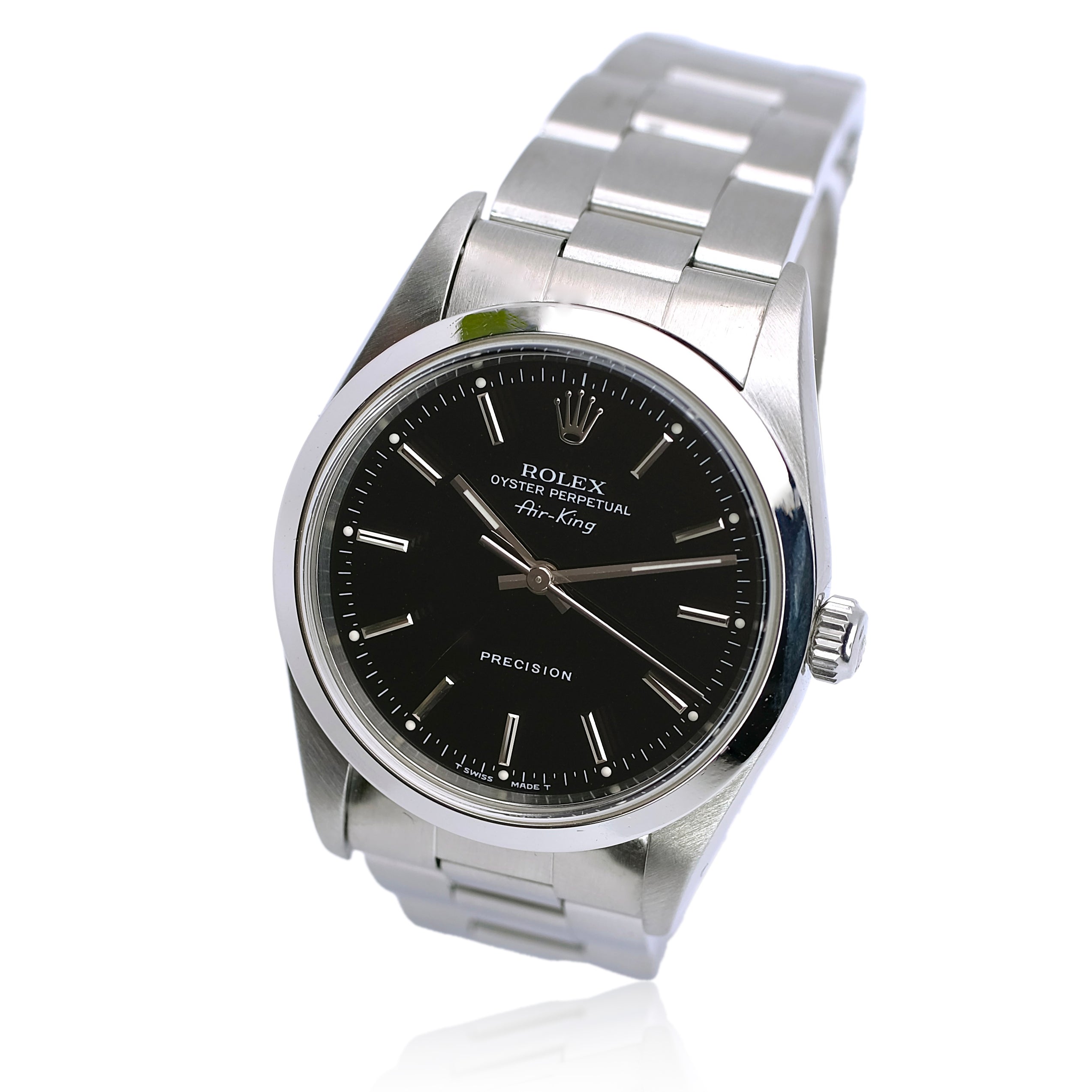 ROLEX AIR-KING BLACK INDEX DIAL OYSTER WATCH 14000 - Luxuriant Concierge