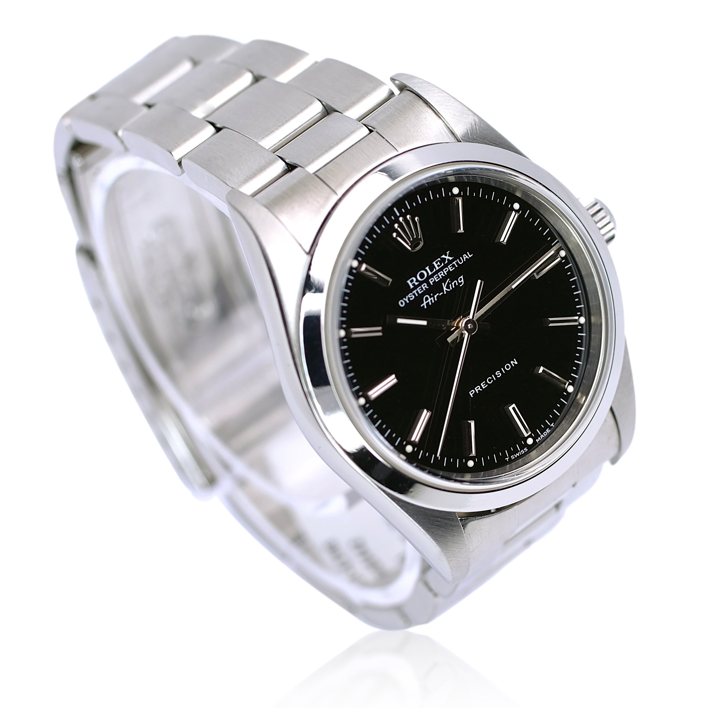 ROLEX AIR-KING BLACK INDEX DIAL OYSTER WATCH 14000 - Luxuriant Concierge