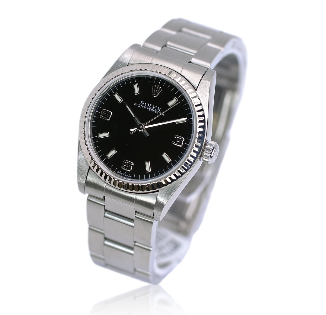 Rolex Oyster Perpetual Mid-Size Black Index-Arabic Dial Oyster Band Watch YR-1999 77014 - Luxuriant Concierge