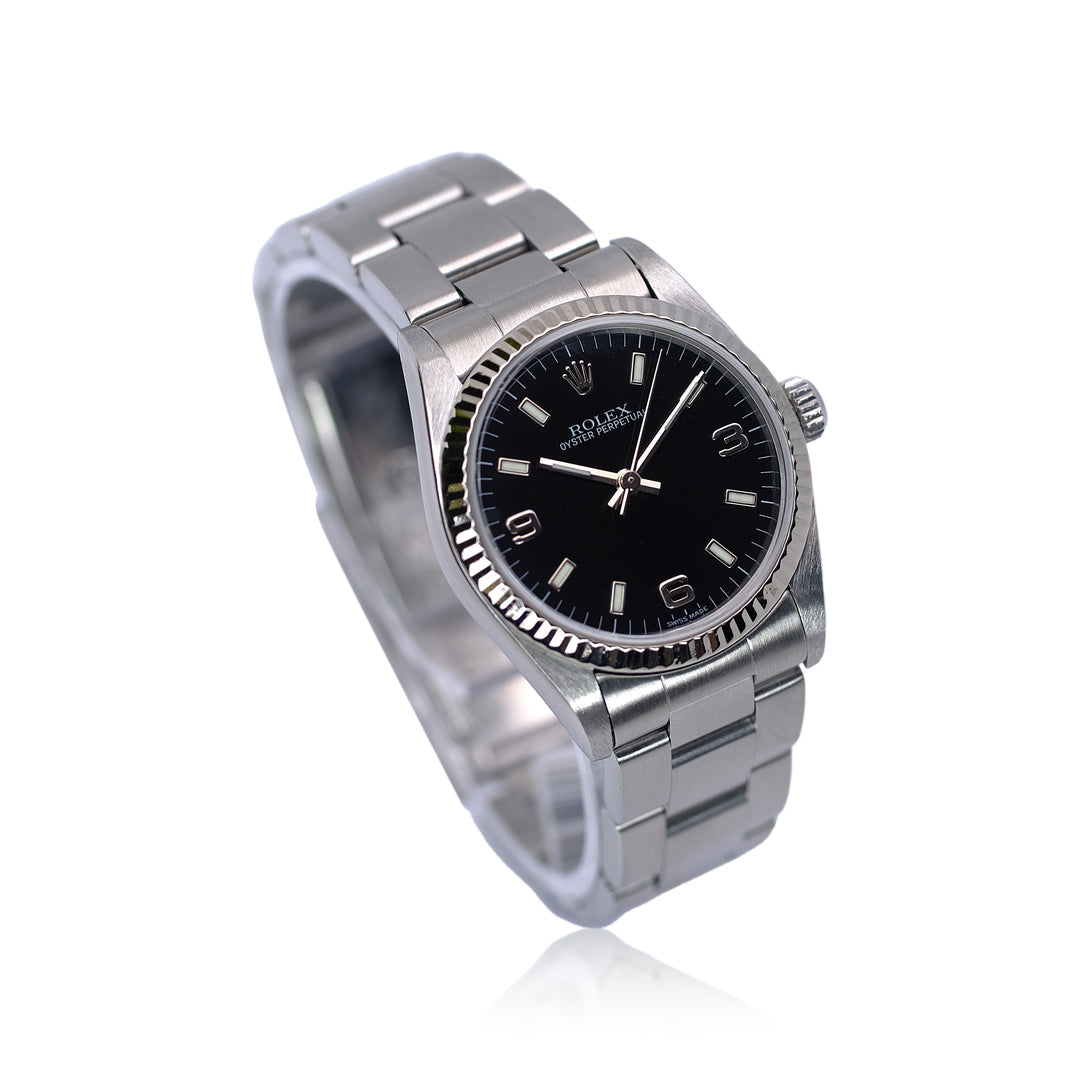 Rolex Oyster Perpetual Mid-Size Black Index-Arabic Dial Oyster Band Watch YR-1999 77014 - Luxuriant Concierge