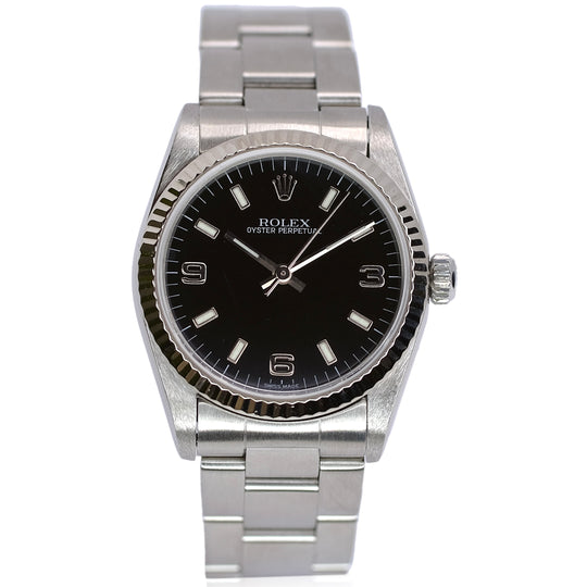 Rolex Oyster Perpetual Mid-Size Black Index-Arabic Dial Oyster Band Watch YR-1999 77014 - Luxuriant Concierge