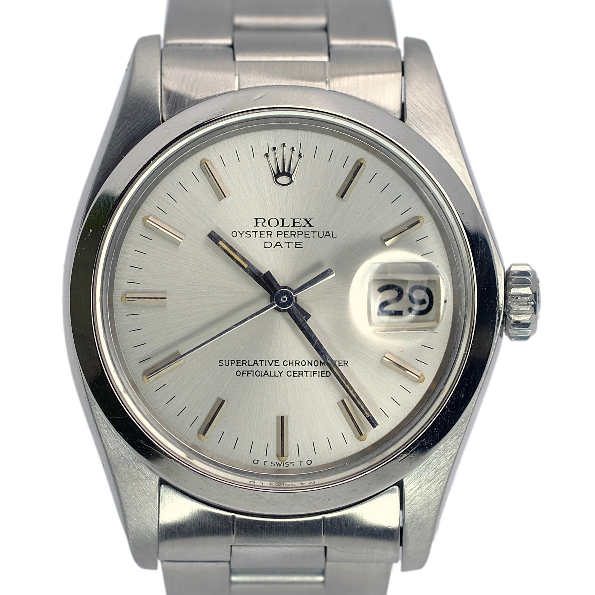 ROLEX DATE SILVER INDEX "SIGMA" OYSTER BAND 1500 - Luxuriant Concierge