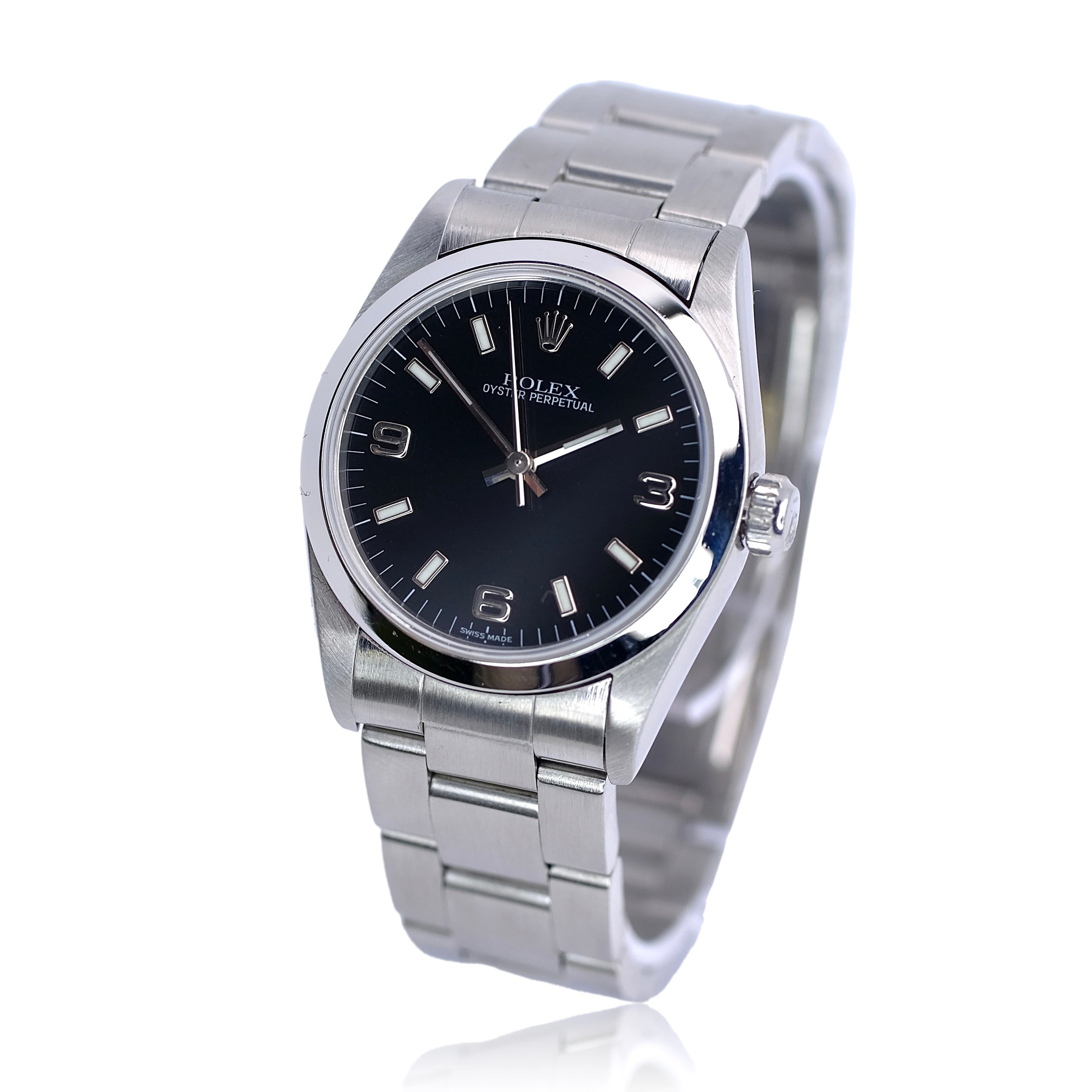 Rolex Oyster Perpetual Mid-Size Black Index-Arabic Dial Oyster Band Watch YR-1999 77080 - Luxuriant Concierge