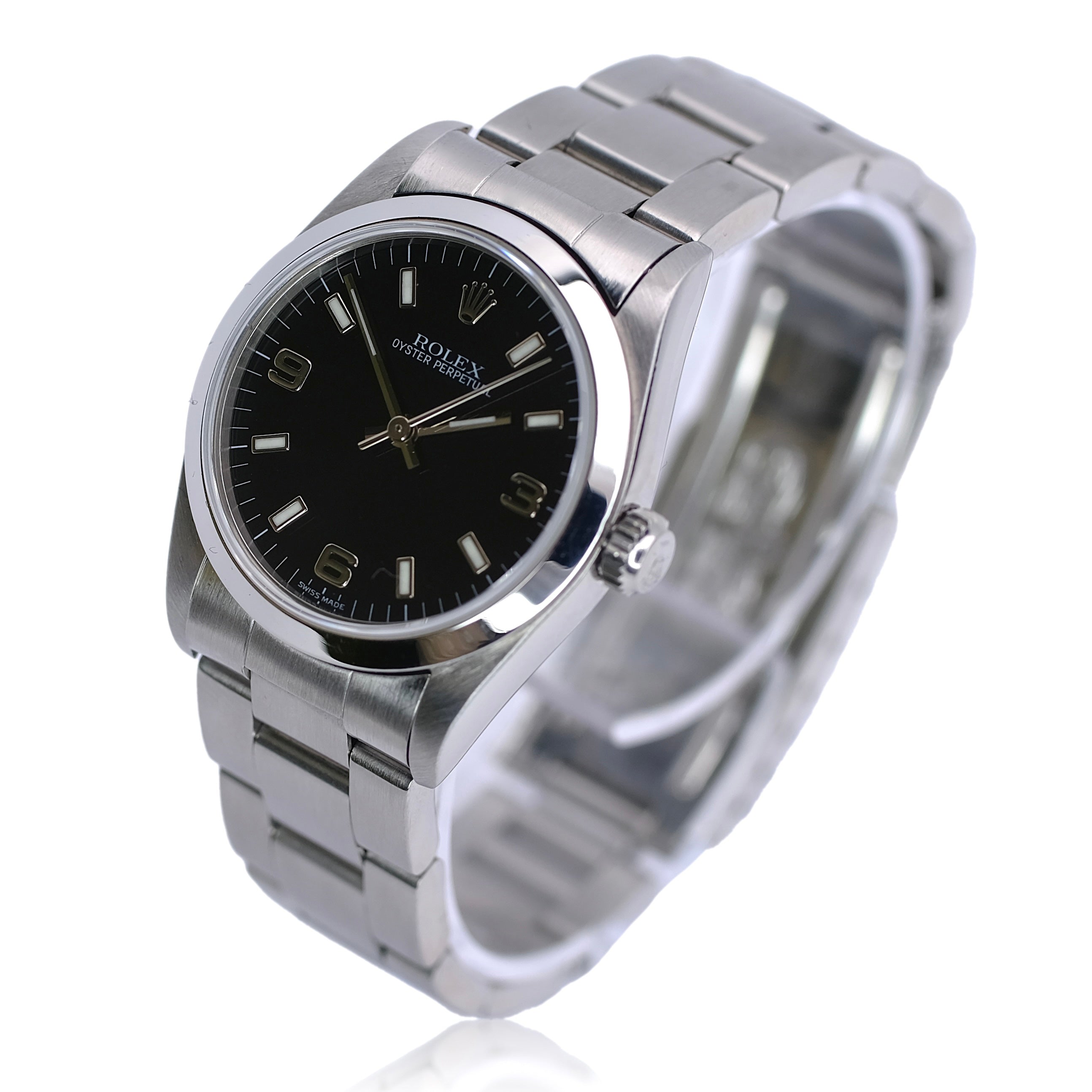 Rolex Oyster Perpetual Mid-Size Black Index-Arabic Dial Oyster Band Watch YR-1999 77080 - Luxuriant Concierge