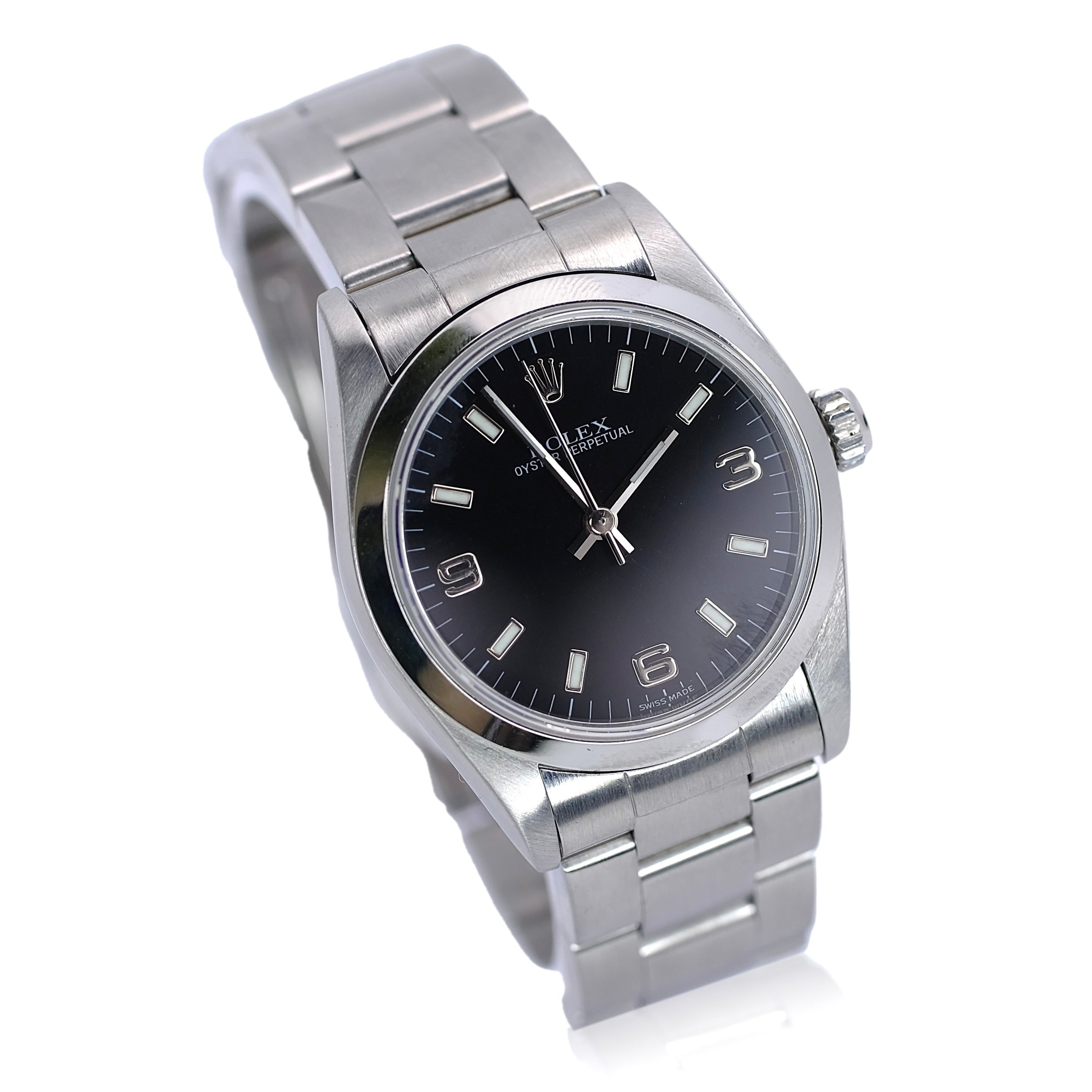 Rolex Oyster Perpetual Mid-Size Black Index-Arabic Dial Oyster Band Watch YR-1999 77080 - Luxuriant Concierge