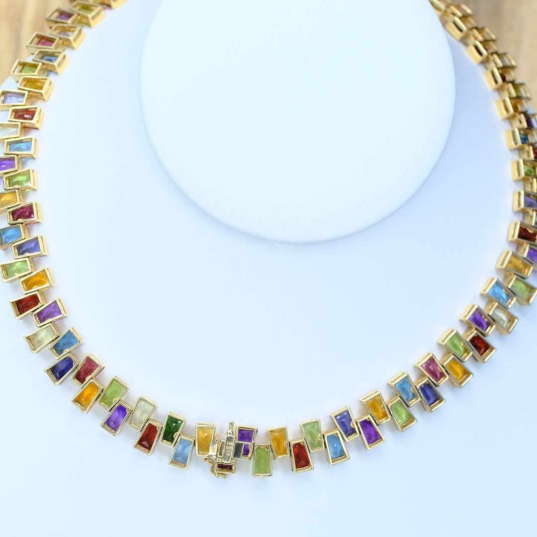 Rainbow Necklace 14K Yellow Gold - Luxuriant Concierge