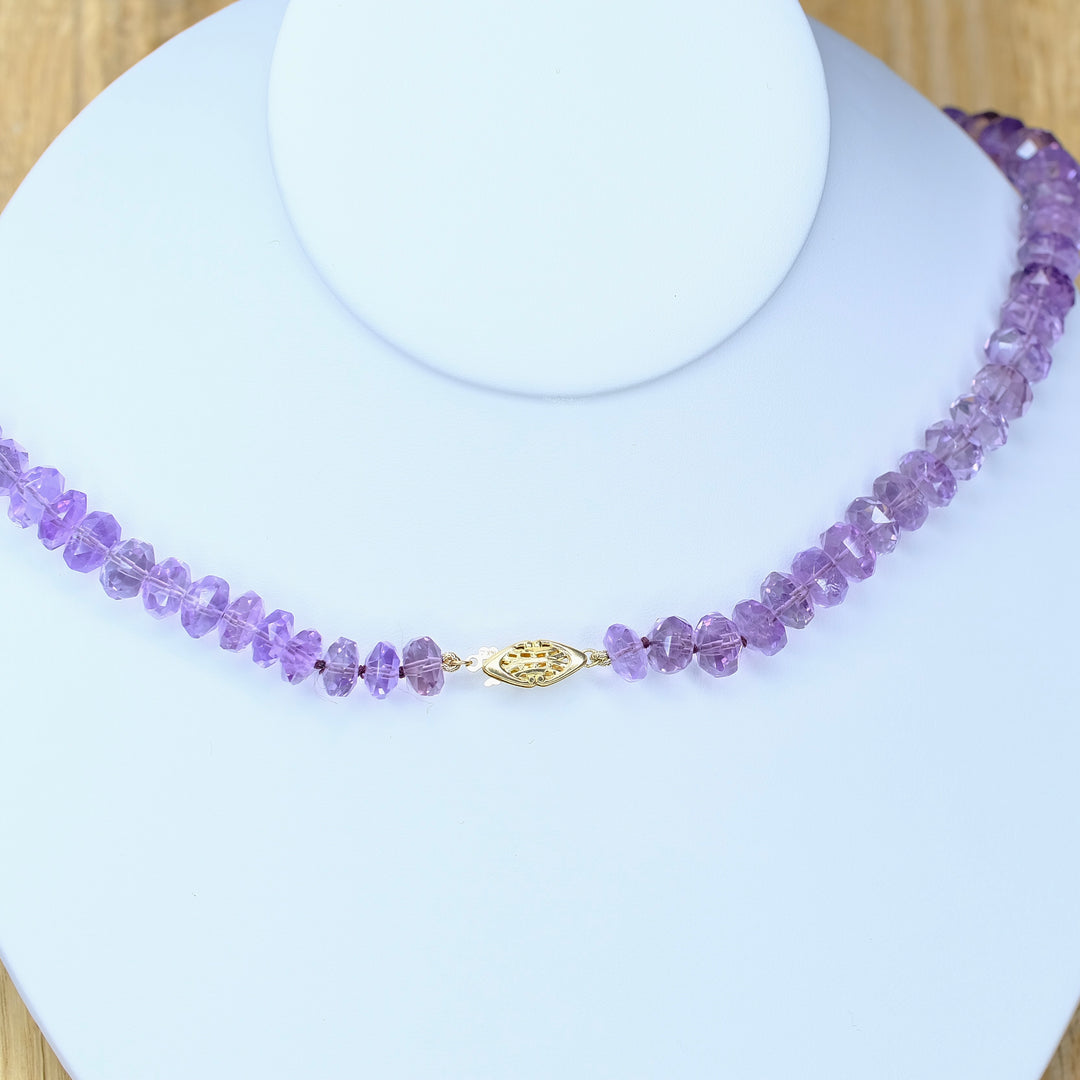 AMETHYST NECKLACE W/ 14K YELLOW GOLD VINTAGE LOCK - Luxuriant Concierge