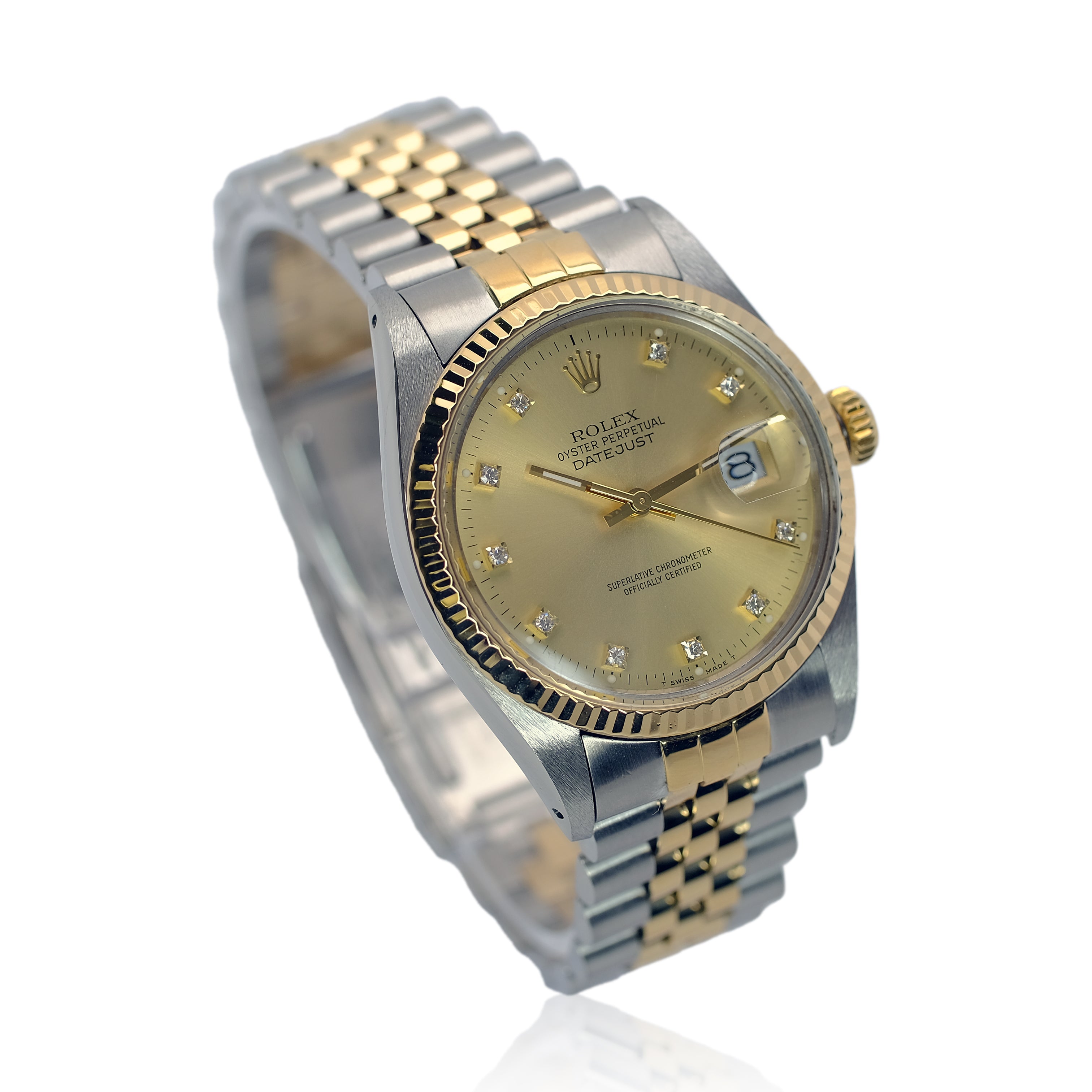 Rolex Datejust Champagne Index Dial 18K Gold & Steel Jubilee 16013 - Luxuriant Concierge