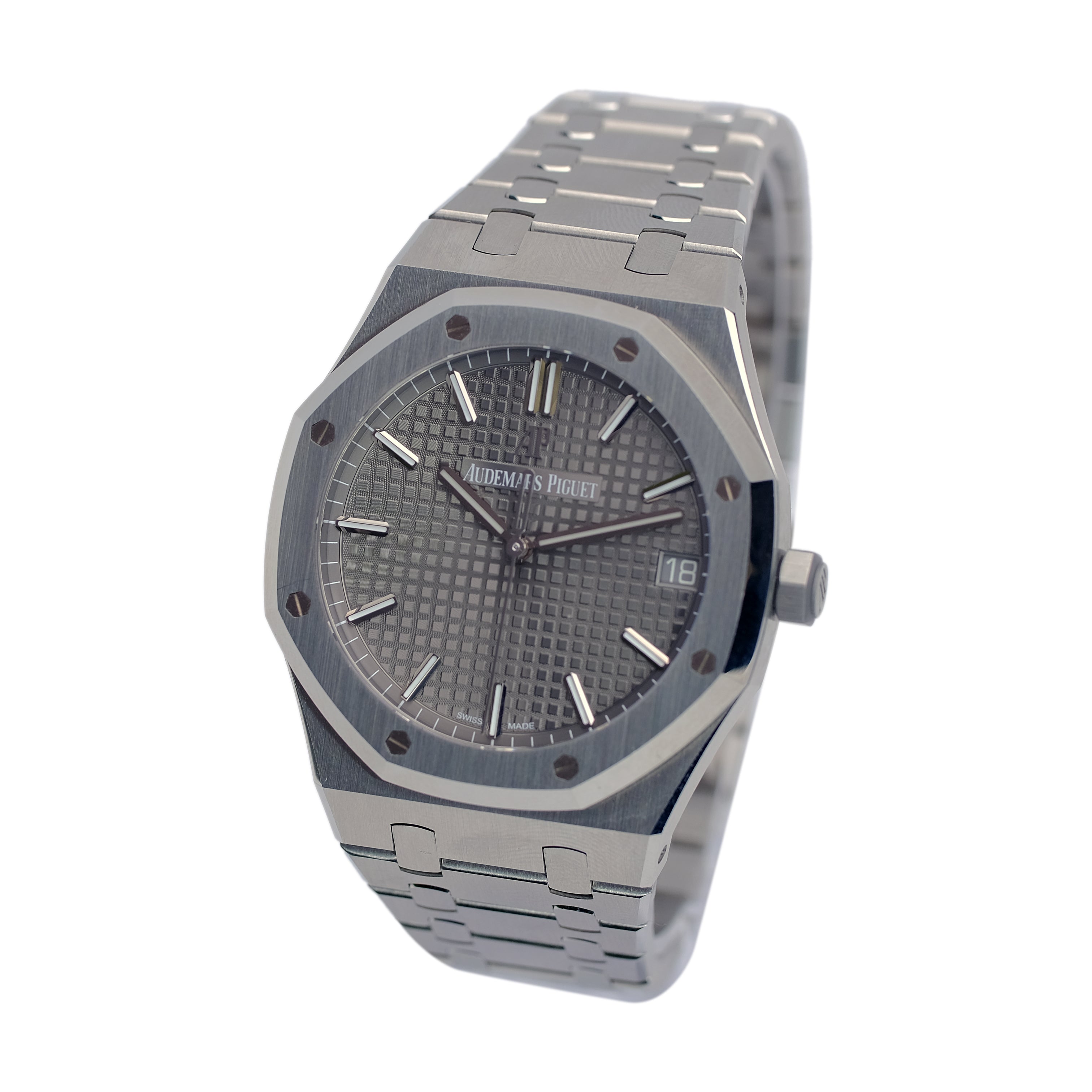 Audemars Piguet Royal Oak Grey Tapisserie Index Watch 15500 Box&Paper - Luxuriant Concierge