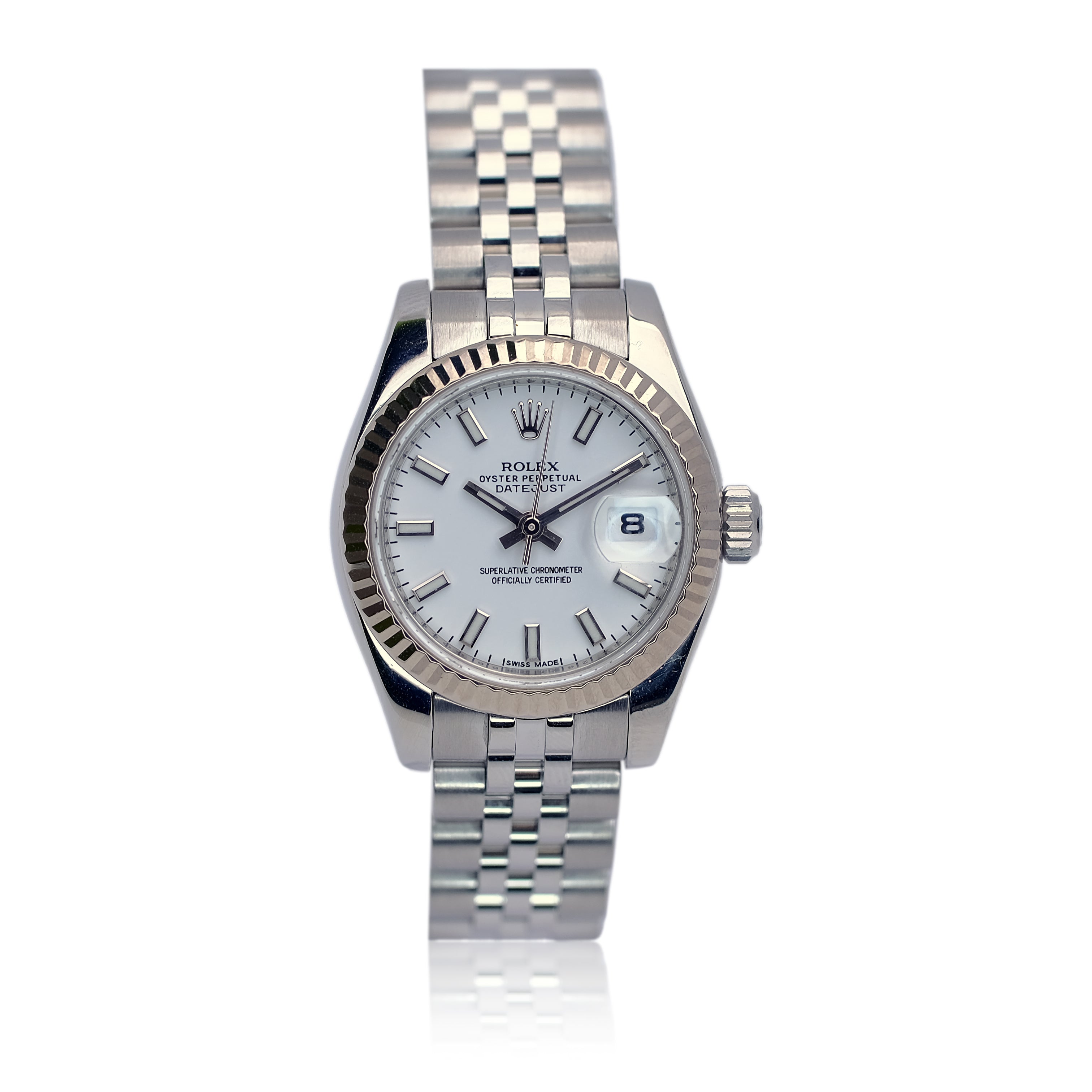 Rolex Datejust White Index Dial 18KW & SS Jubilee 179174 - Luxuriant Concierge