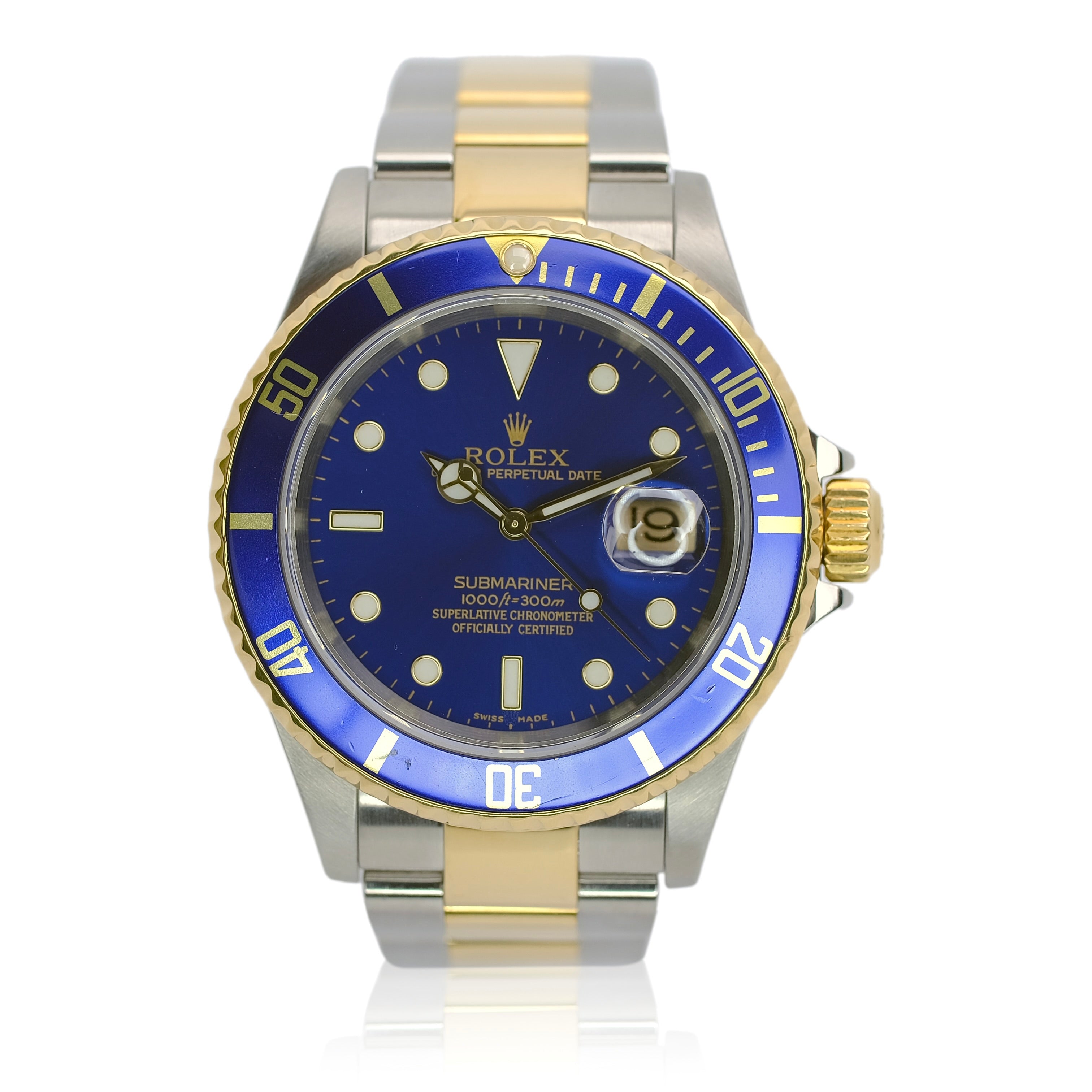 Rolex Submariner Blue Dial Oyster Band Gold Through Buckle YR-2005 16613 - Luxuriant Concierge