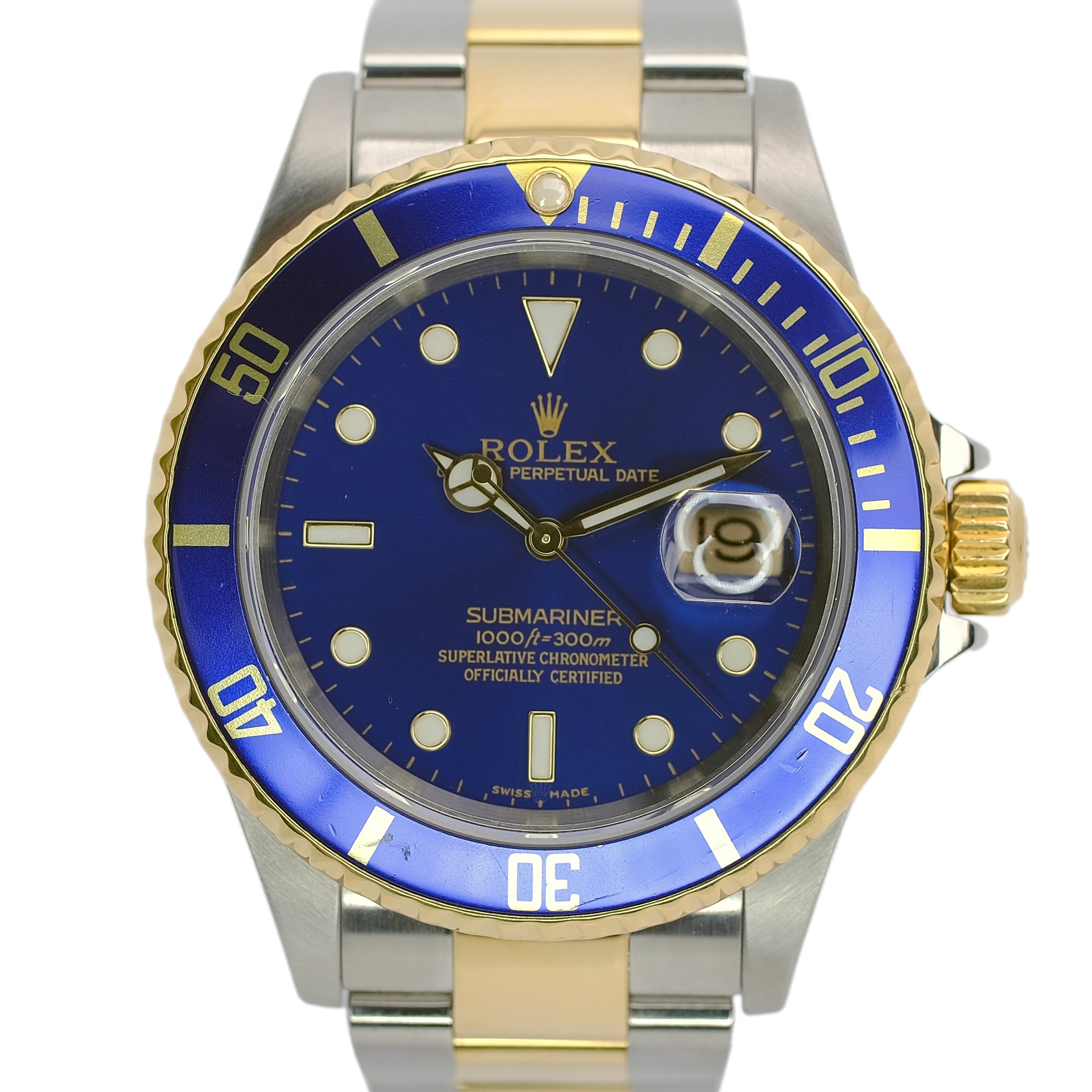 Rolex Submariner Blue Dial Oyster Band Gold Through Buckle YR-2005 16613 - Luxuriant Concierge