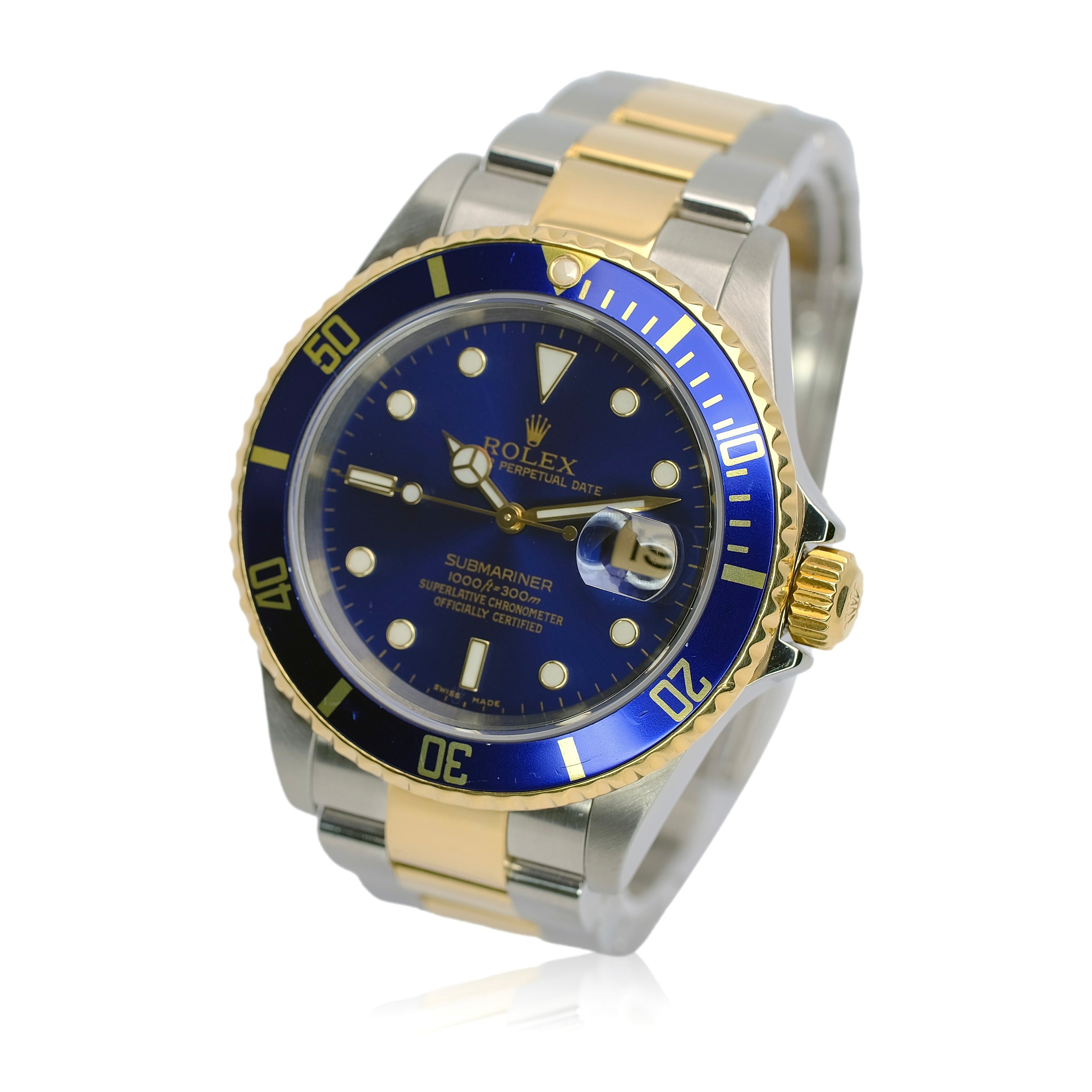 Rolex Submariner Blue Dial Oyster Band Gold Through Buckle YR-2005 16613 - Luxuriant Concierge