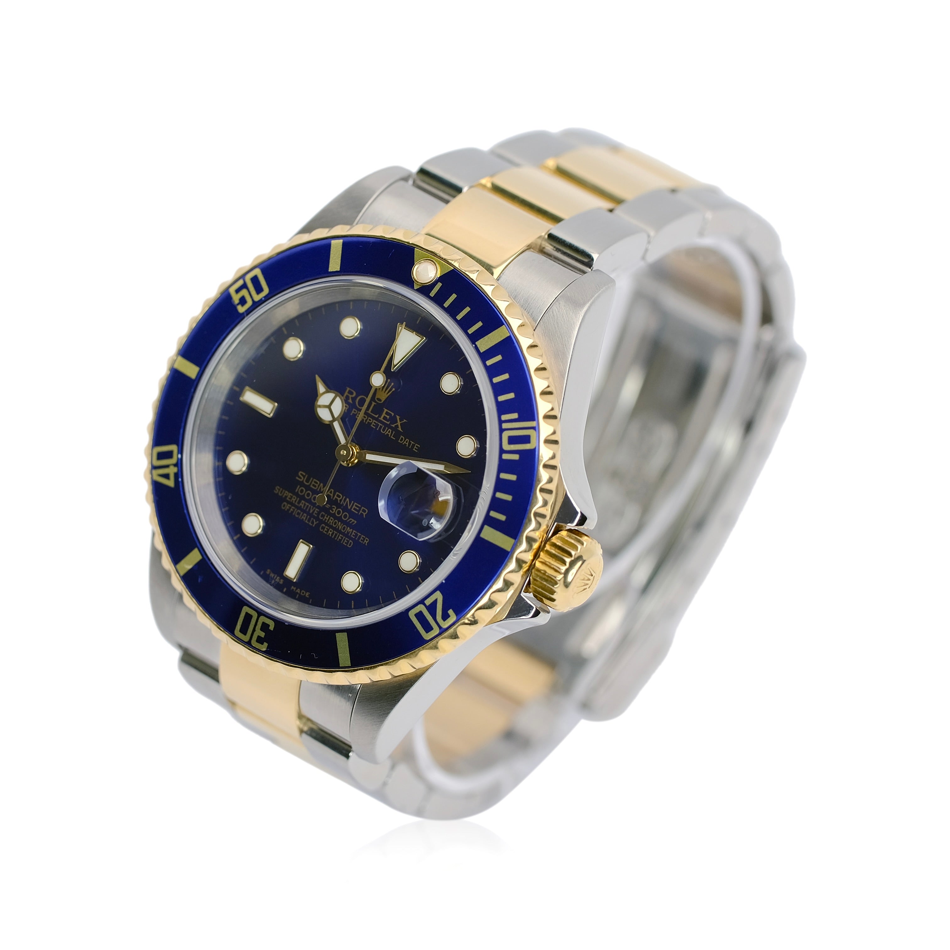 Rolex Submariner Blue Dial Oyster Band Gold Through Buckle YR-2005 16613 - Luxuriant Concierge