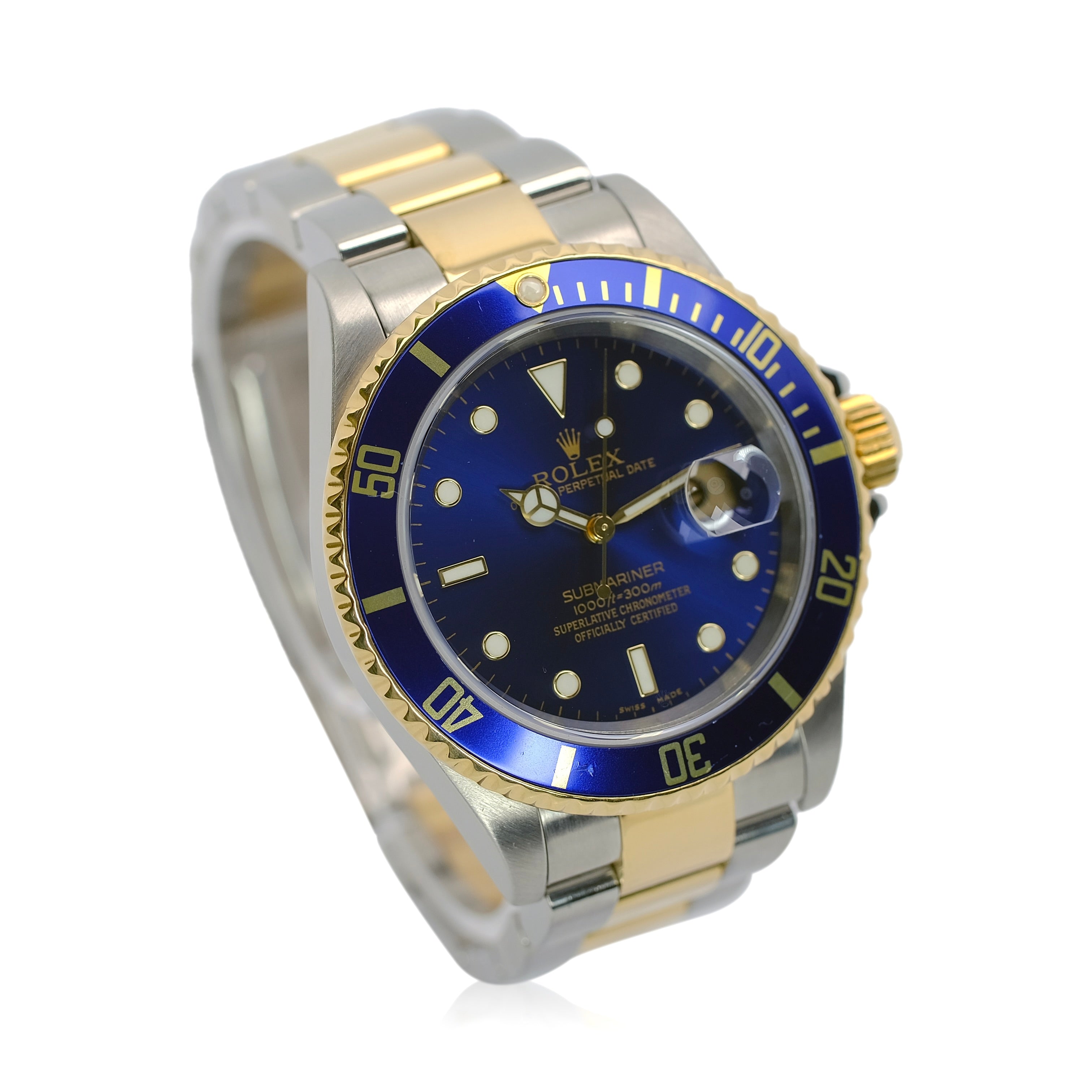 Rolex Submariner Blue Dial Oyster Band Gold Through Buckle YR-2005 16613 - Luxuriant Concierge