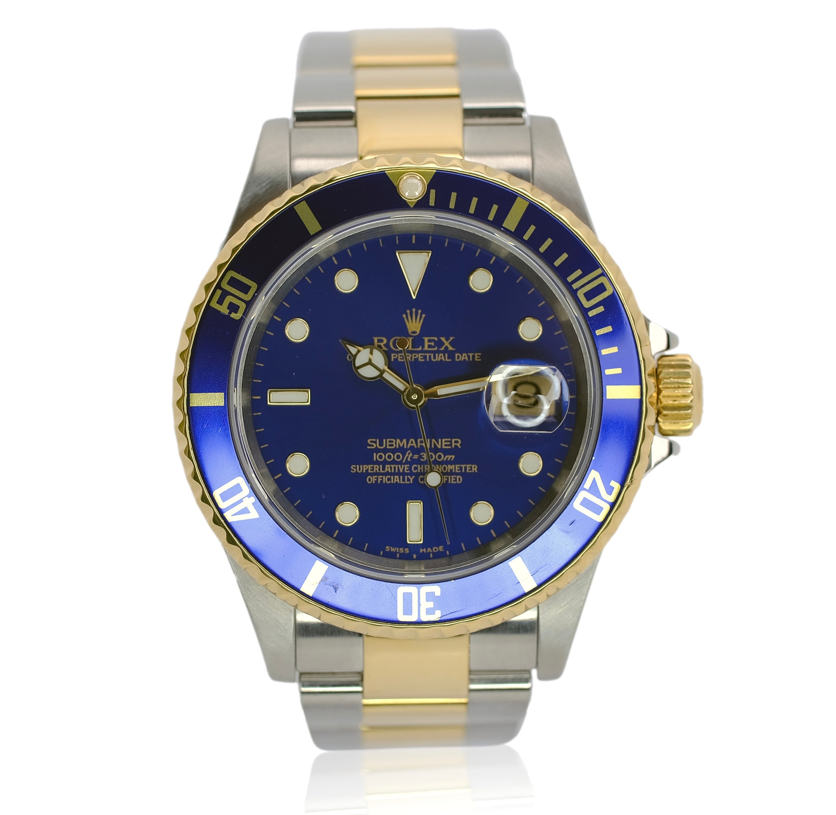 Rolex Submariner Blue Dial Oyster Band Gold Through Buckle YR-2005 16613 - Luxuriant Concierge