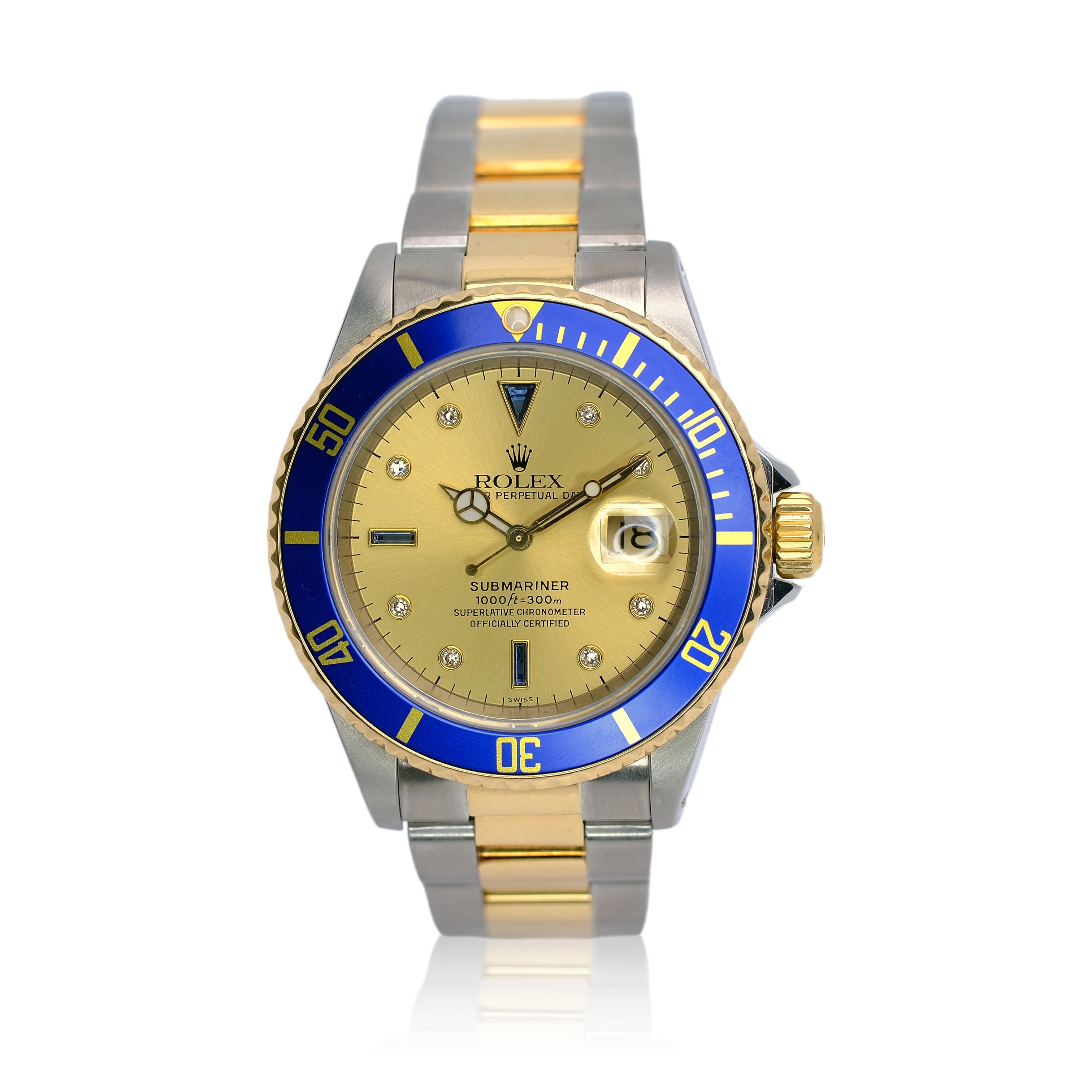 Rolex Submariner Champagne Serti Dial Oyster Band YR-1999 16613 Box&Paper - Luxuriant Concierge