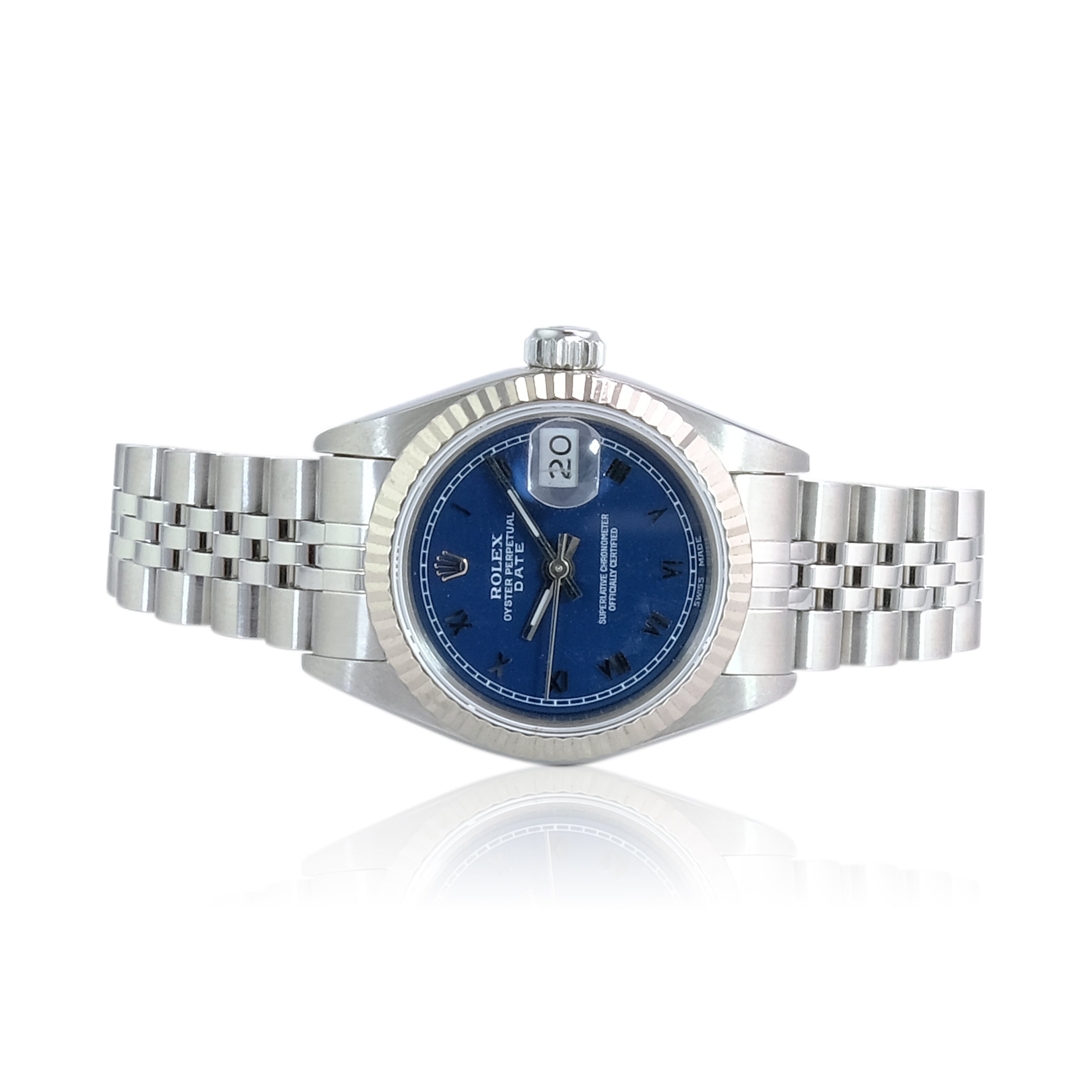 Rolex Datejust Matte Blue Roman Jubilee 69174 - luxuriantconcierge