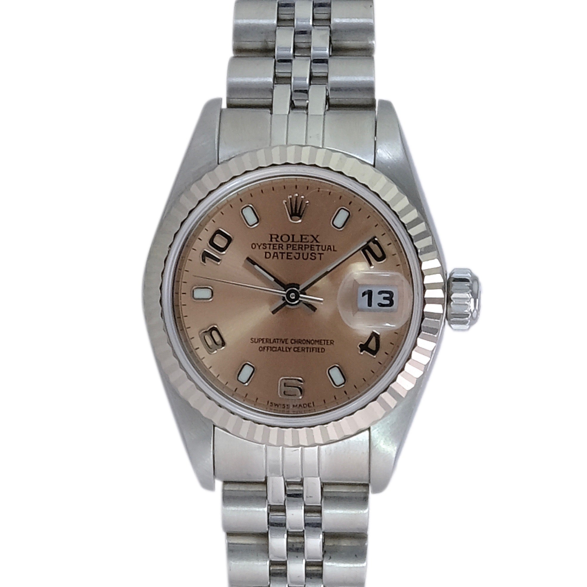 Rolex Datejust Salmon Arabic-Index Jubilee 69174 - luxuriantconcierge