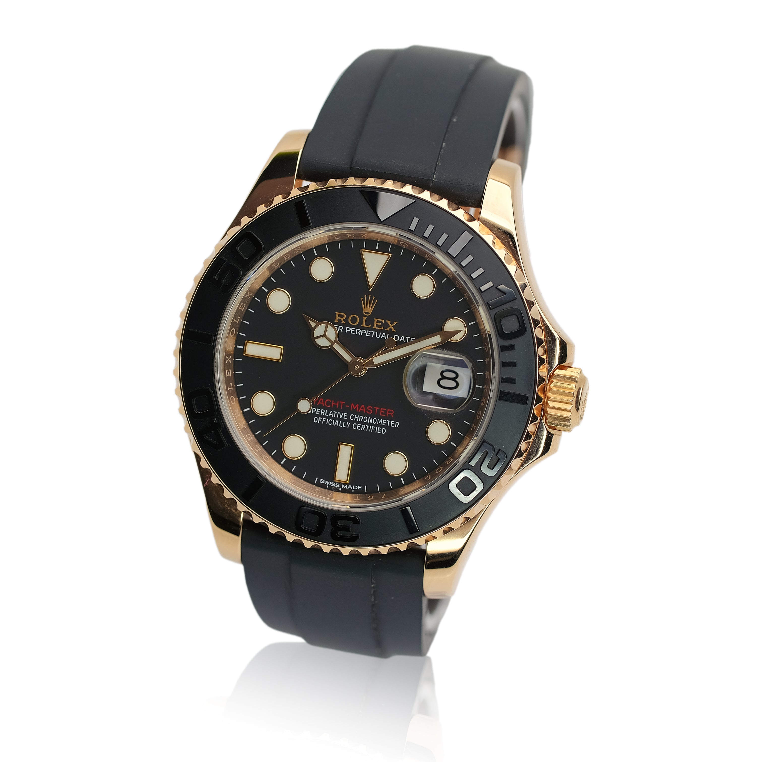 Rolex Yacht-Master Black Dial Oysterflex Band YR-2016 116555 Box&Cert - Luxuriant Concierge