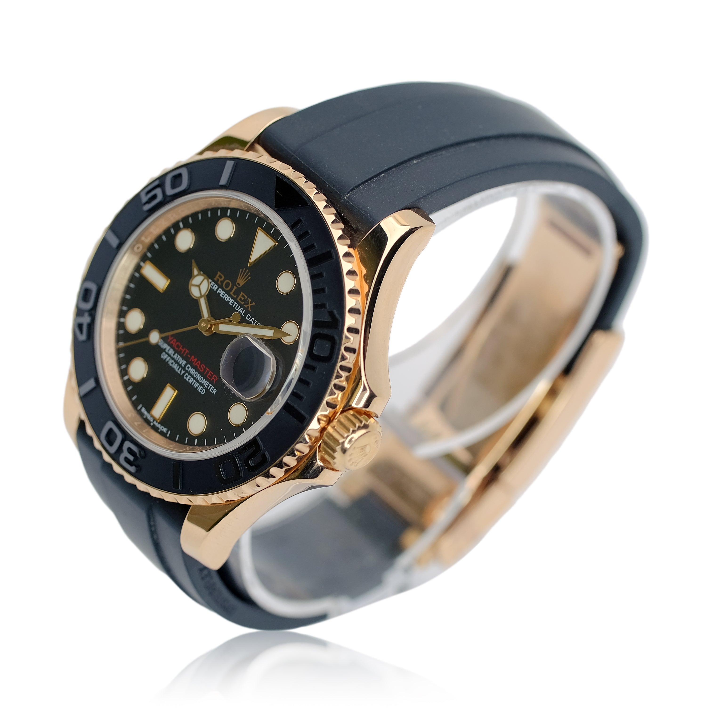 Rolex Yacht-Master Black Dial Oysterflex Band YR-2016 116555 Box&Cert - Luxuriant Concierge