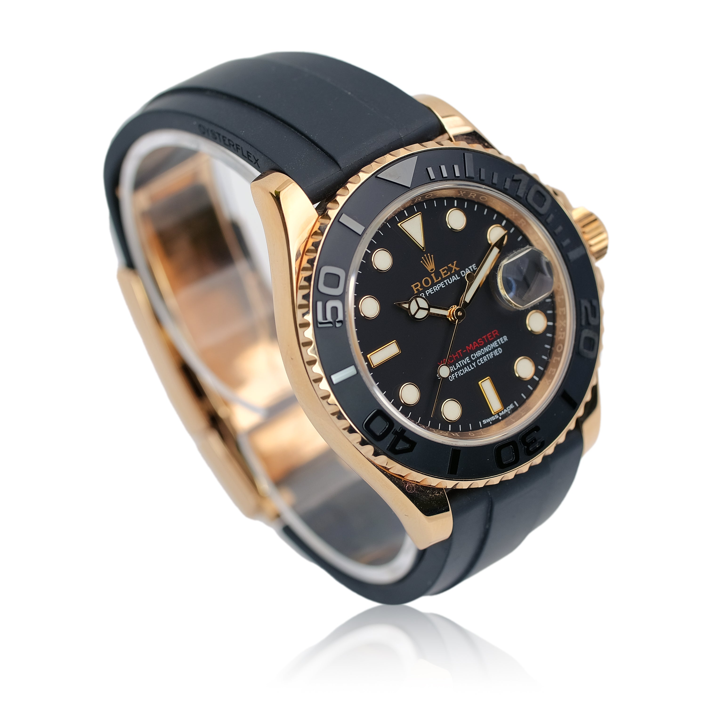 Rolex Yacht-Master Black Dial Oysterflex Band YR-2016 116555 Box&Cert - Luxuriant Concierge