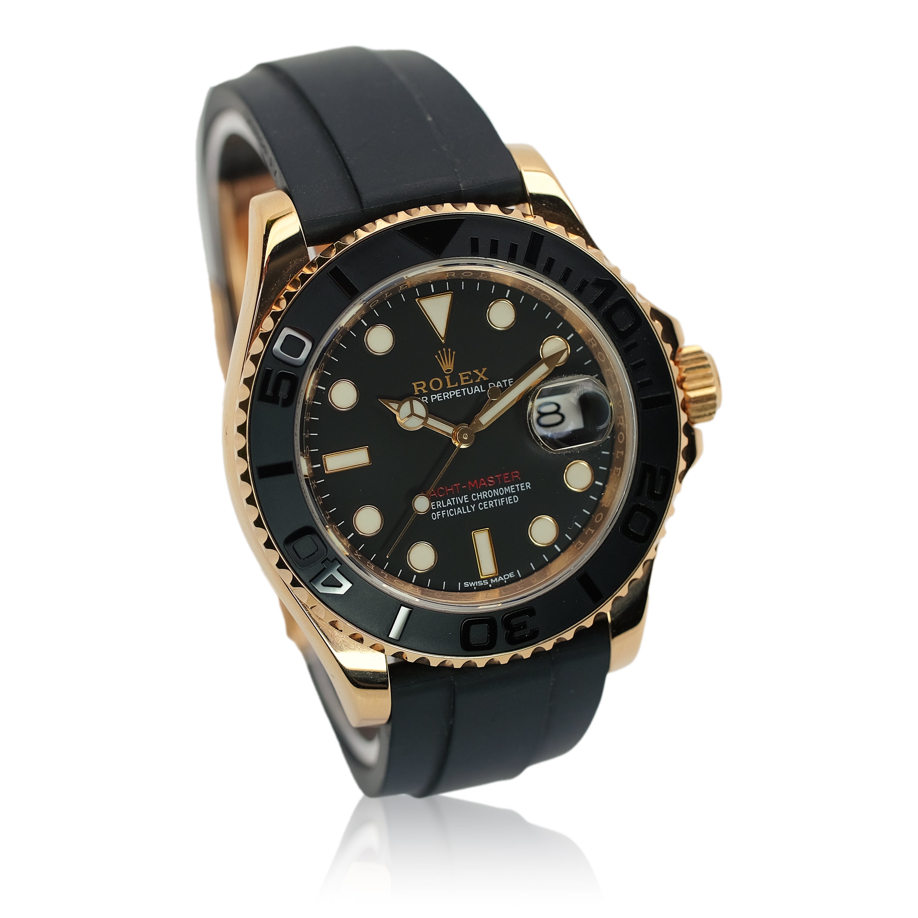 Rolex Yacht-Master Black Dial Oysterflex Band YR-2016 116555 Box&Cert - Luxuriant Concierge