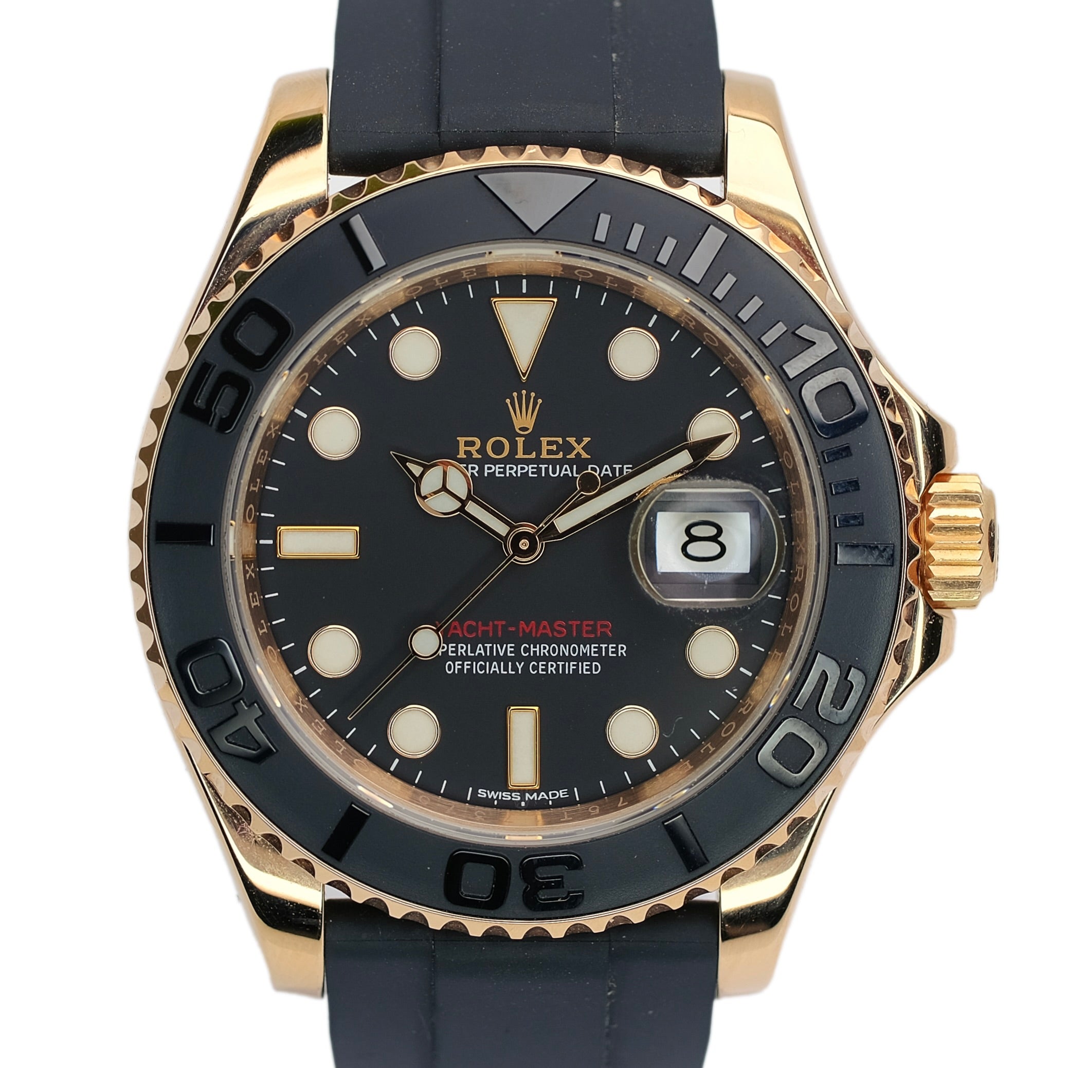 Rolex Yacht-Master Black Dial Oysterflex Band YR-2016 116555 Box&Cert - Luxuriant Concierge