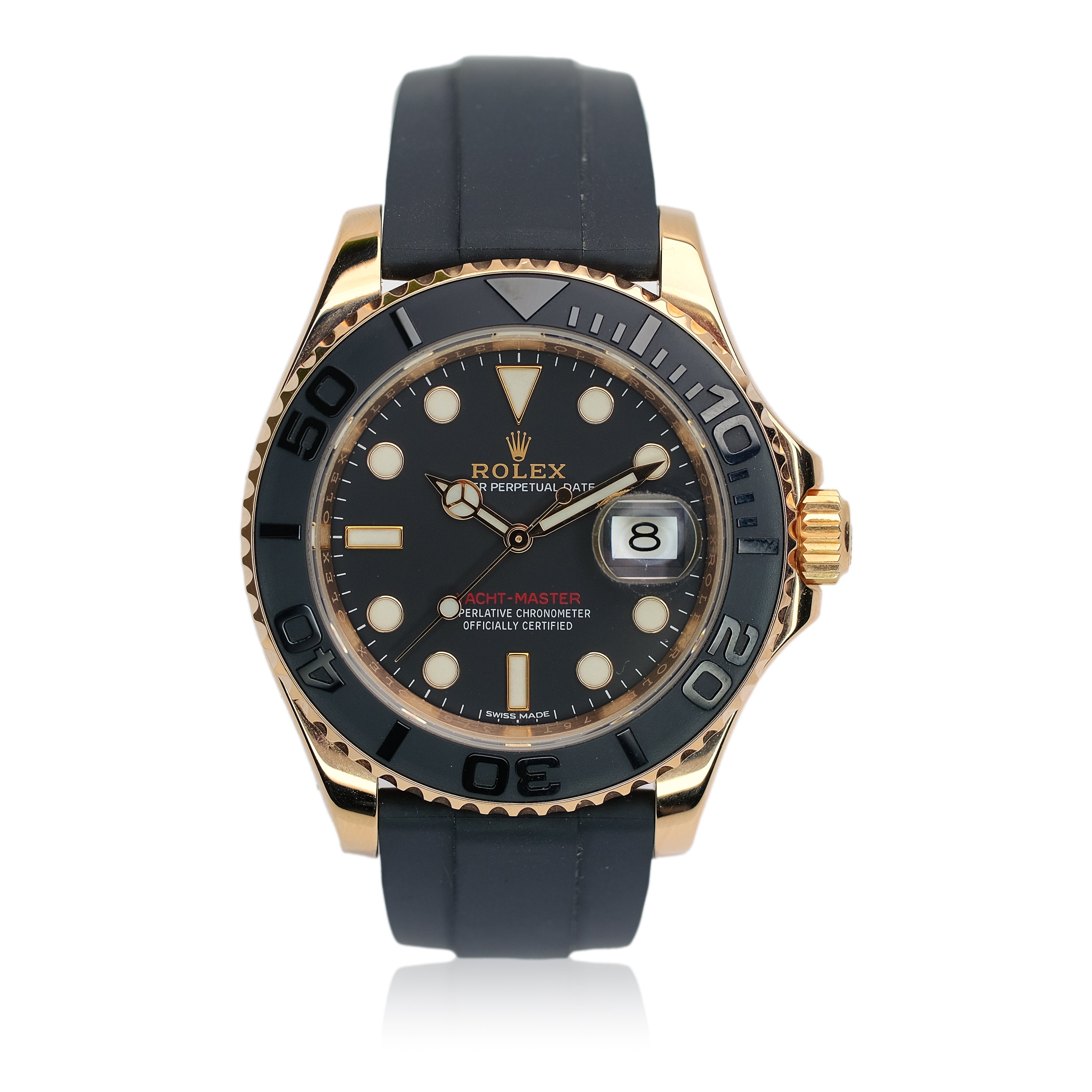 Rolex Yacht-Master Black Dial Oysterflex Band YR-2016 116555 Box&Cert - Luxuriant Concierge