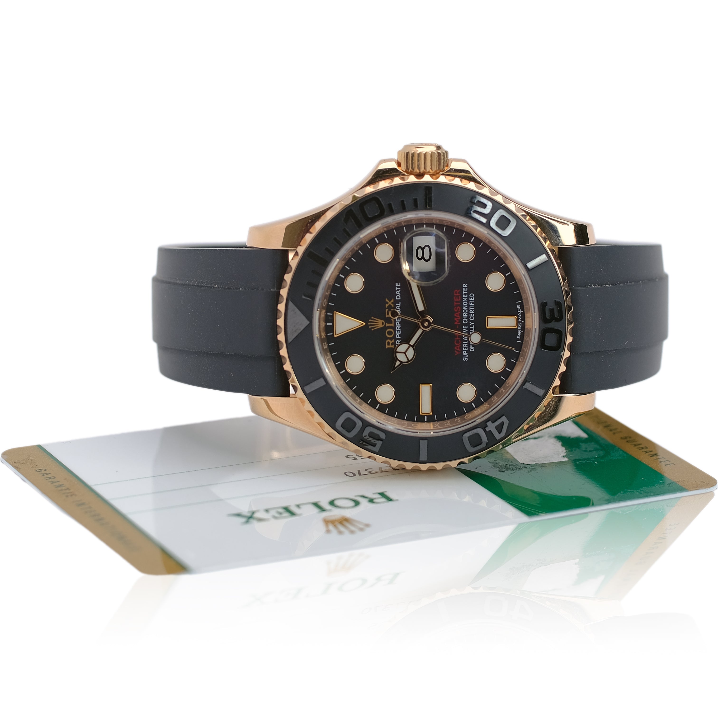 Rolex Yacht-Master Black Dial Oysterflex Band YR-2016 116555 Box&Cert - Luxuriant Concierge