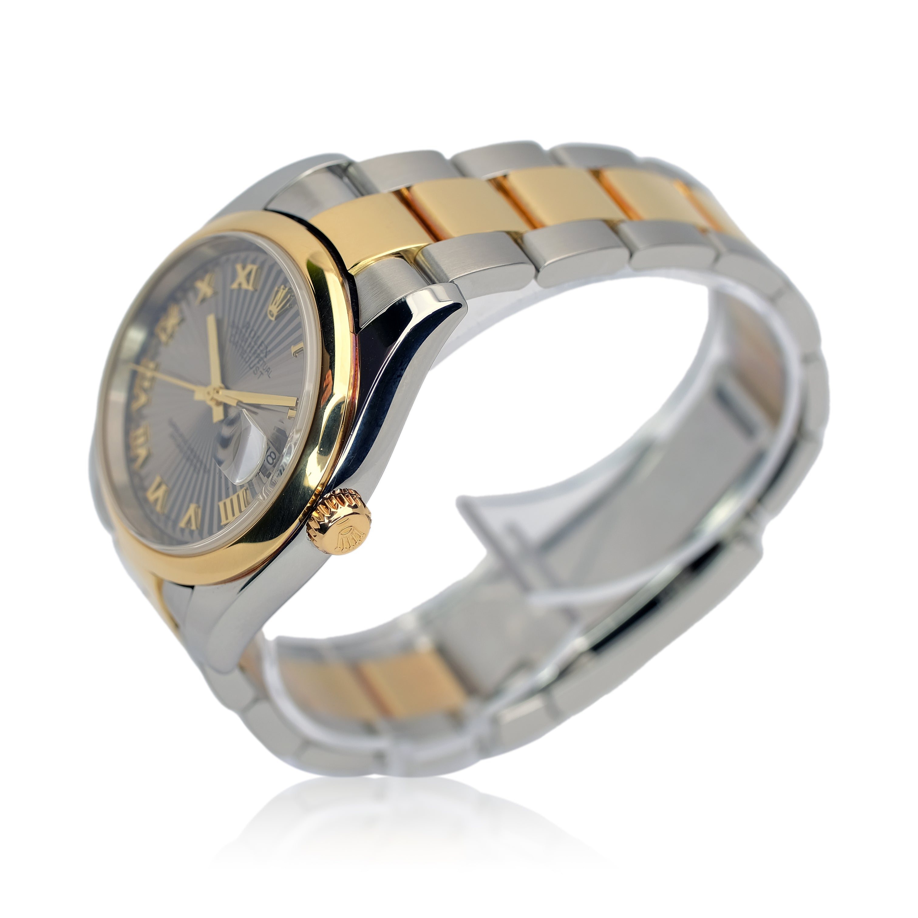 Rolex Datejust Grey Concentric Dial 18K Gold & Steel Oyster YR-2005 116203 Box&Paper - Luxuriant Concierge