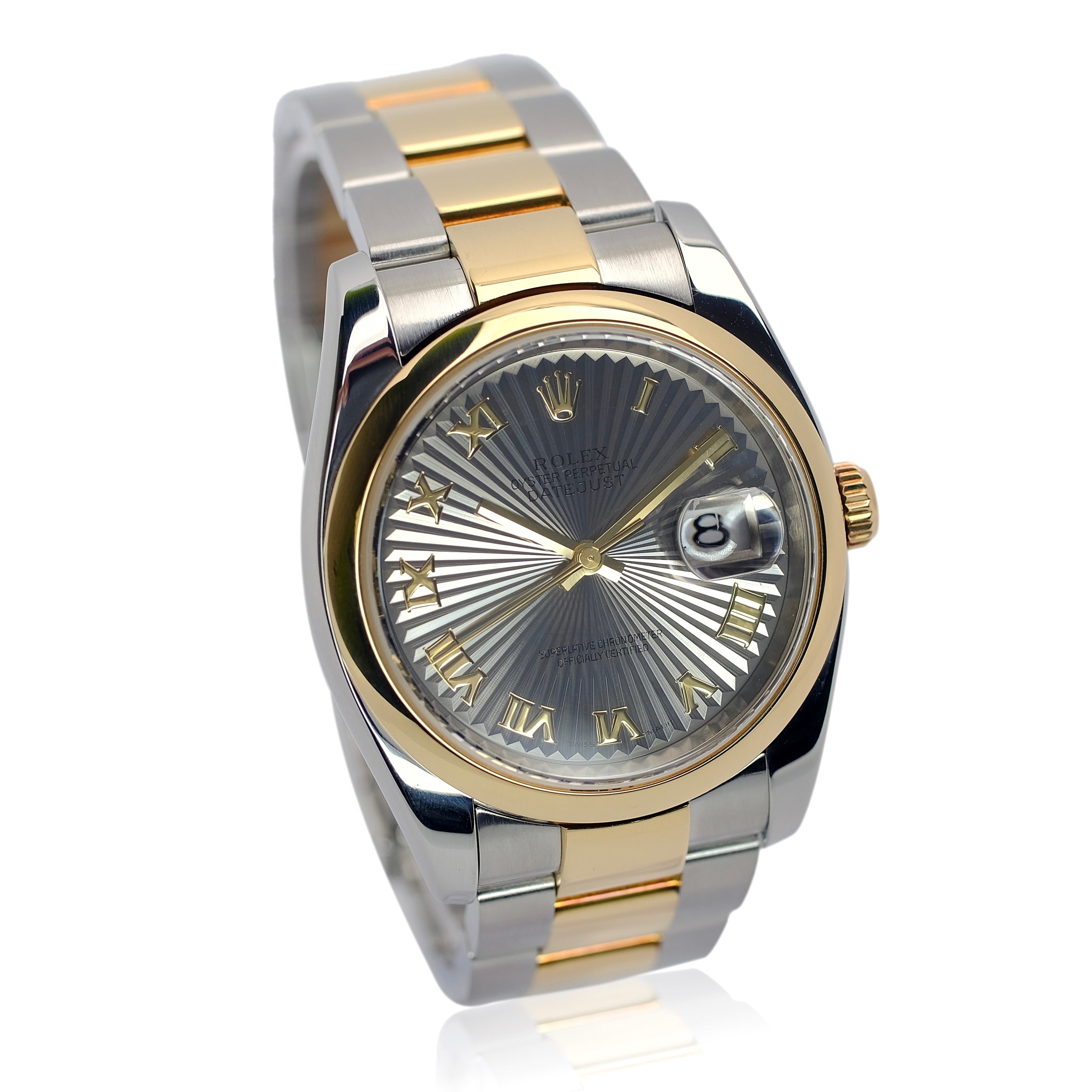 Rolex Datejust Grey Concentric Dial 18K Gold & Steel Oyster YR-2005 116203 Box&Paper - Luxuriant Concierge