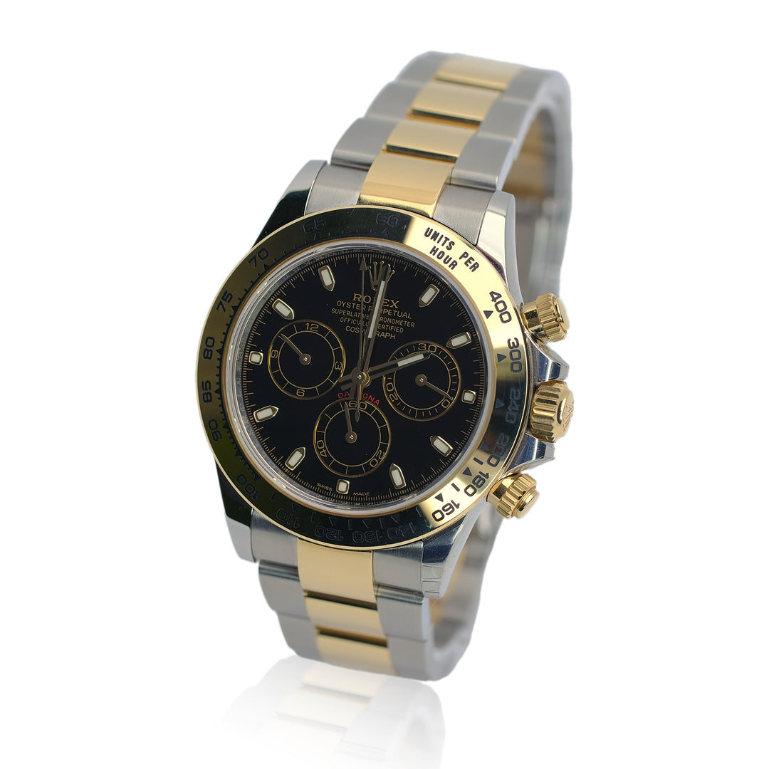 Rolex Daytona Rolex Black Index Dial 18K Gold & Steel Oyster Watch YR-2023 116503 - Luxuriant Concierge
