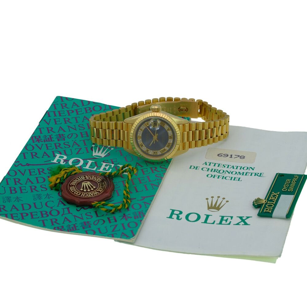 Rolex Datejust Grey Diamond Roman President Band 69178 w/ Box & Paper - luxuriantconcierge