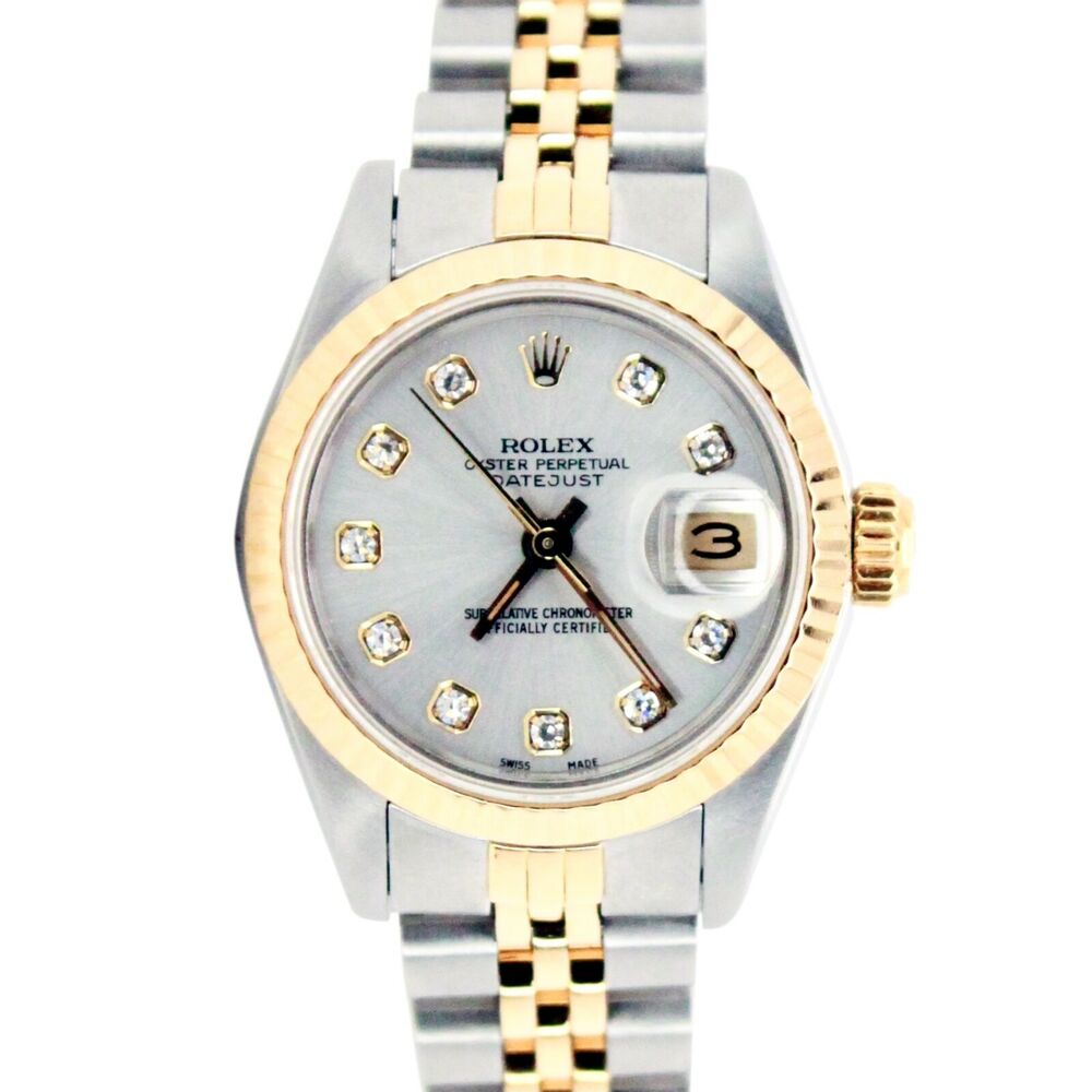 Rolex Datejust Silver DIamond Dial Jubilee Band 69173 - luxuriantconcierge