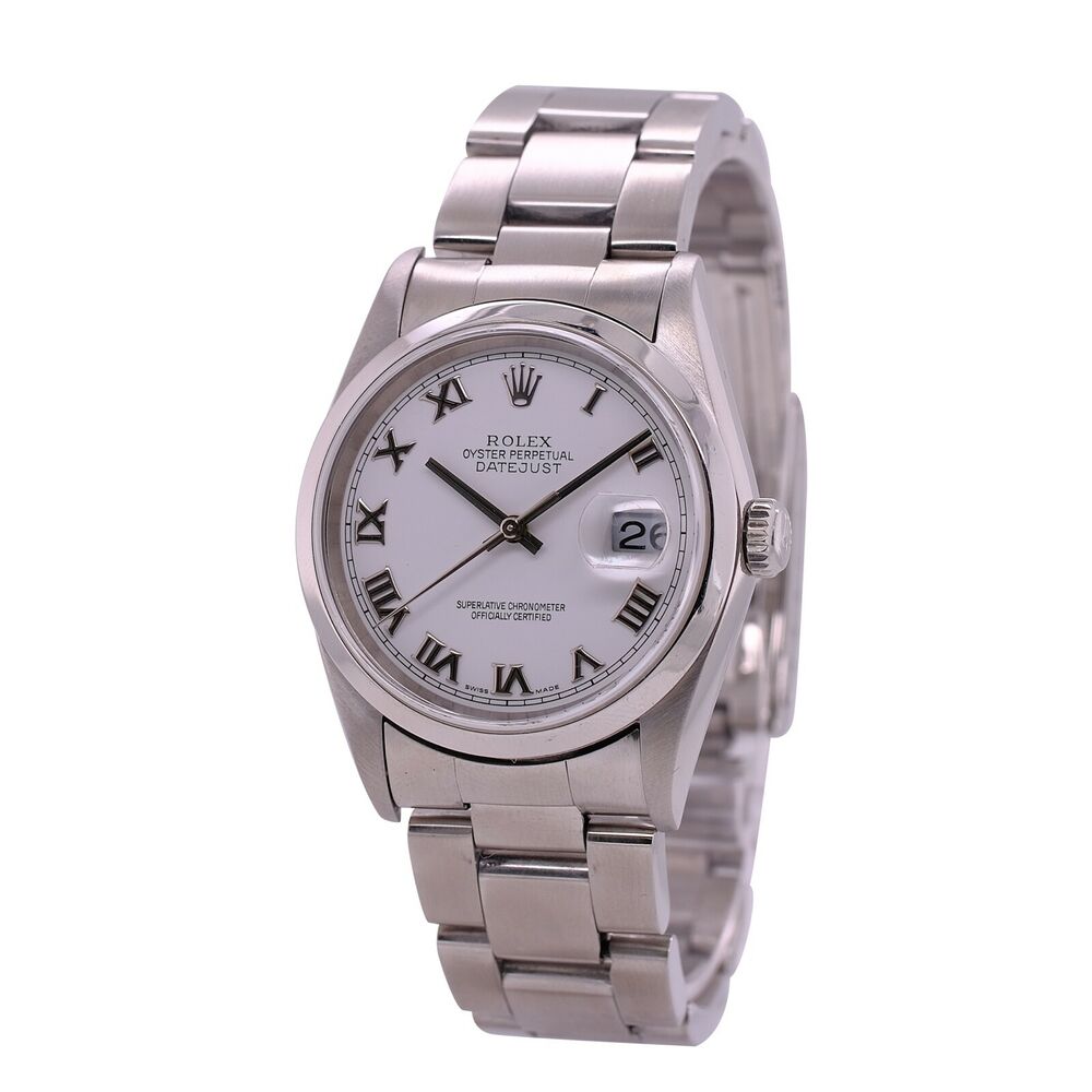 Rolex Datejust White Roman Oyster Band 16200 - luxuriantconcierge