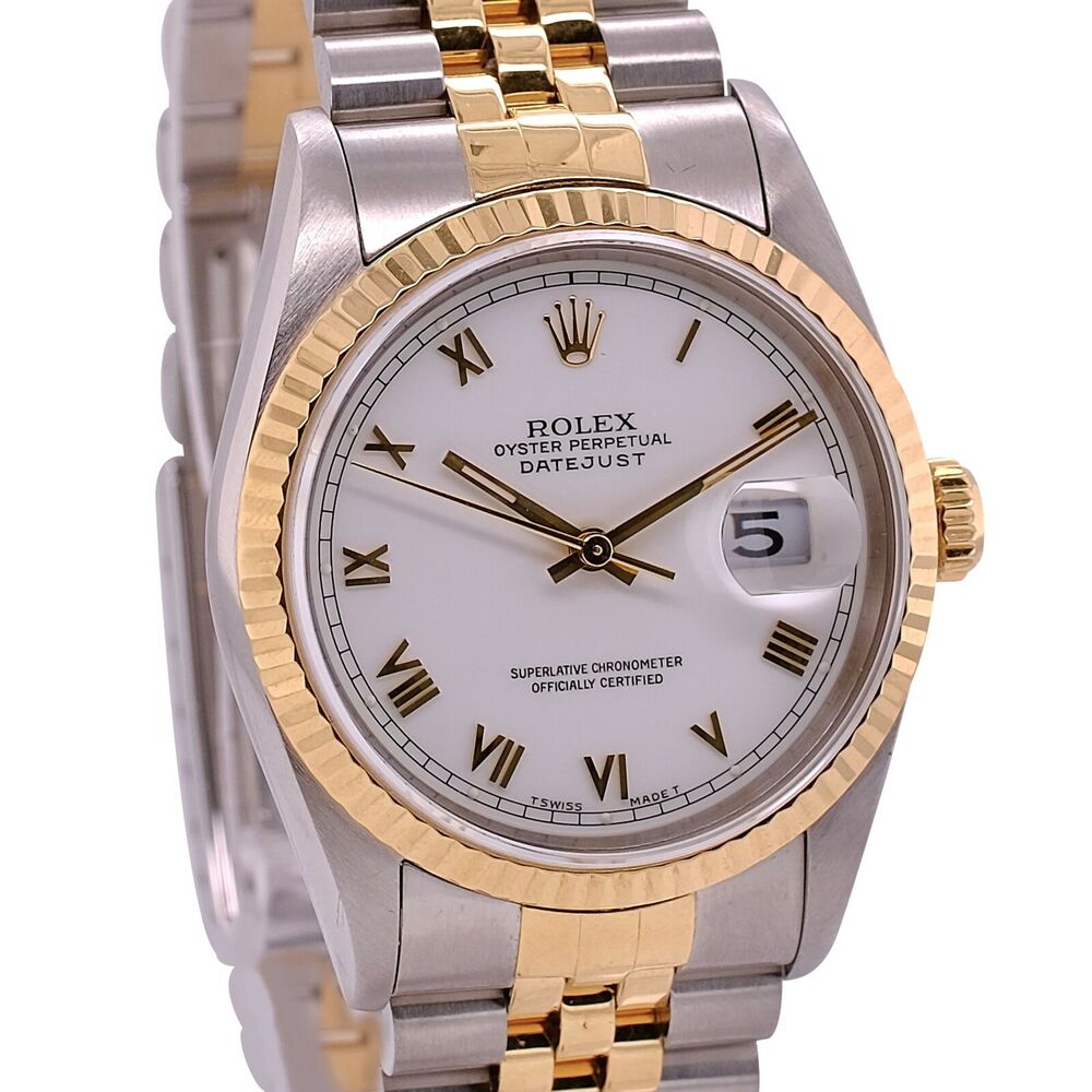 Rolex Datejust White Roman Jubilee Band 16233 - luxuriantconcierge