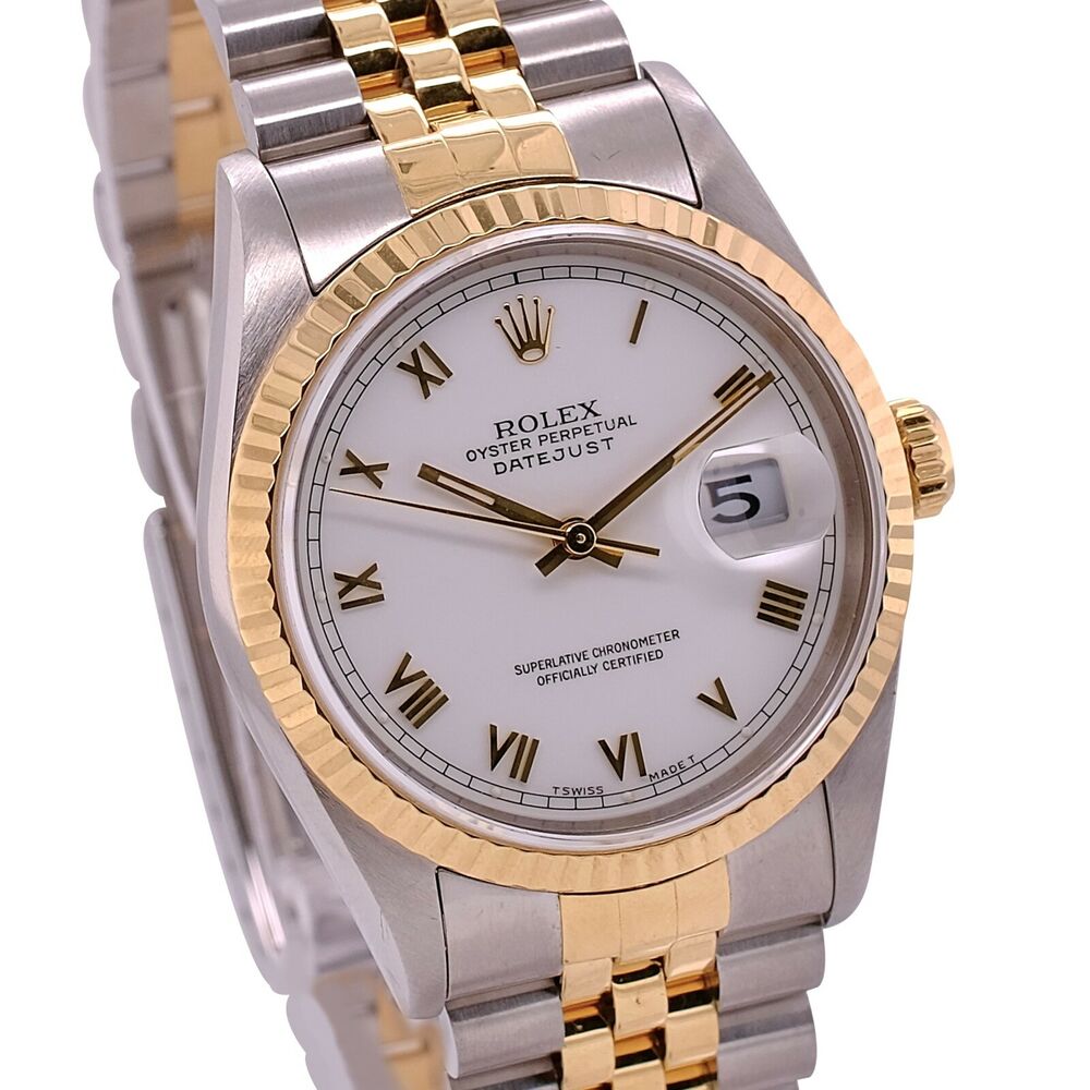 Rolex Datejust White Roman Jubilee Band 16233 - luxuriantconcierge