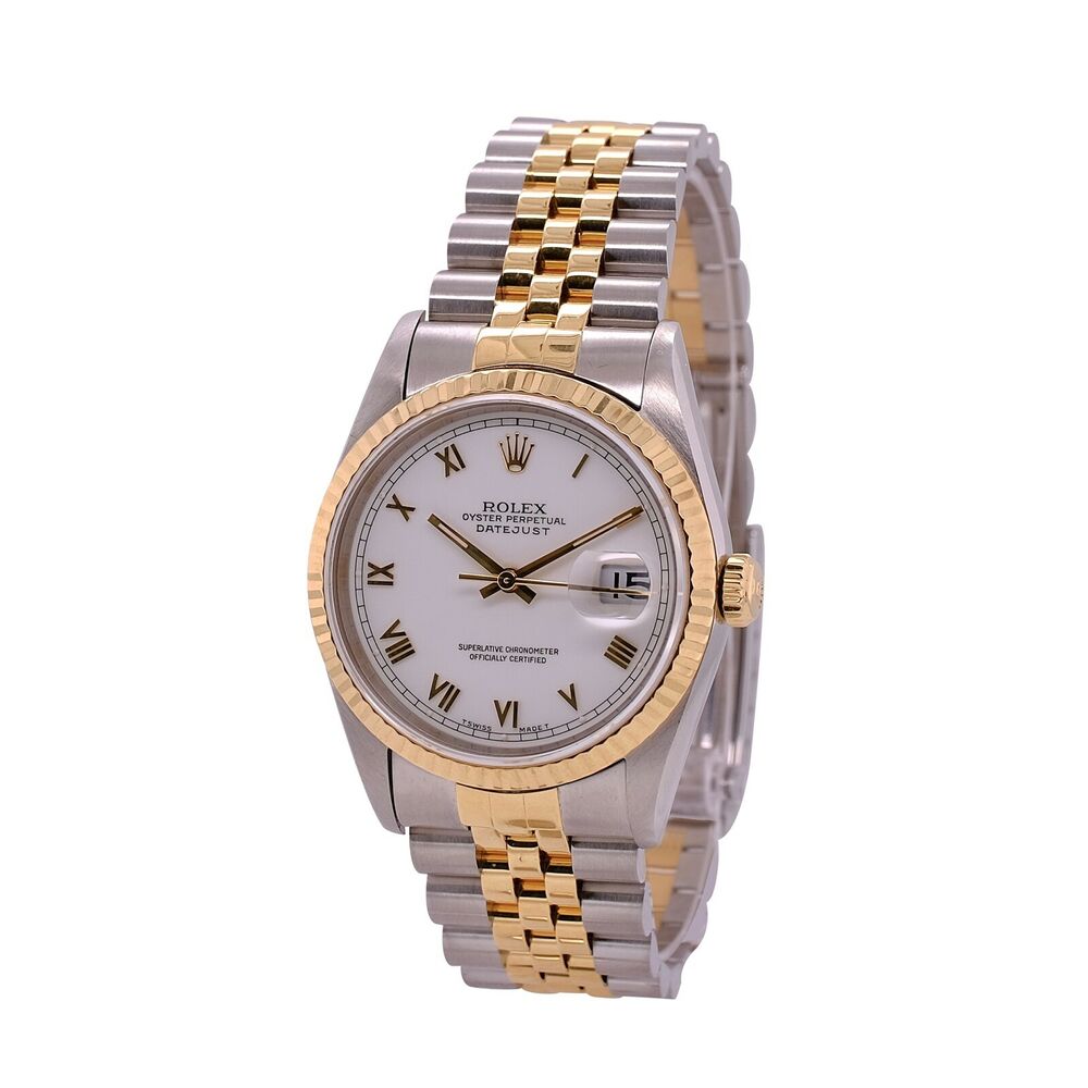 Rolex Datejust White Roman Jubilee Band 16233 - luxuriantconcierge