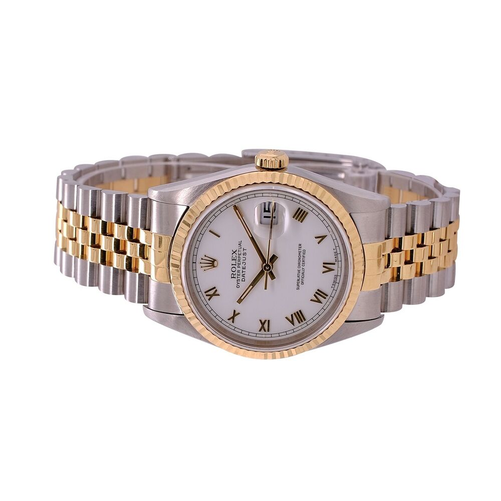 Rolex Datejust White Roman Jubilee Band 16233 - luxuriantconcierge